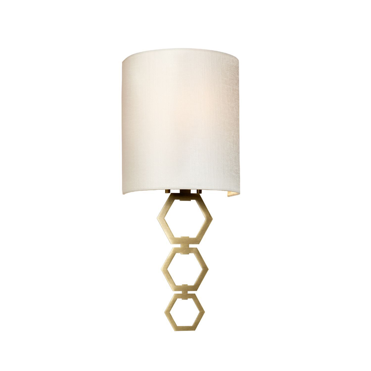 Wandleuchte Stoff Metall in Creme Messing Modern E27