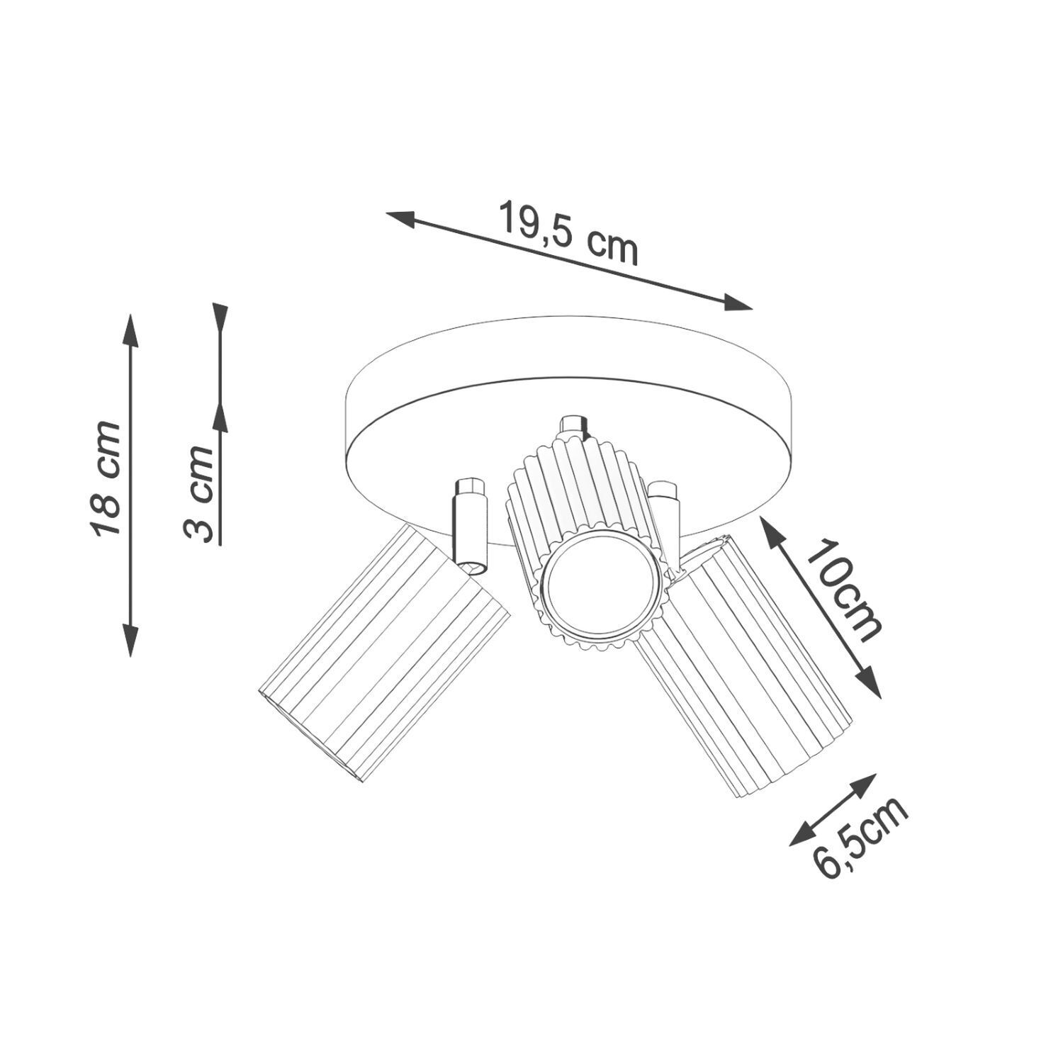 Deckenlampe Modern in Creme Ø 19,5 cm schwenkbar 3x GU10 Alu