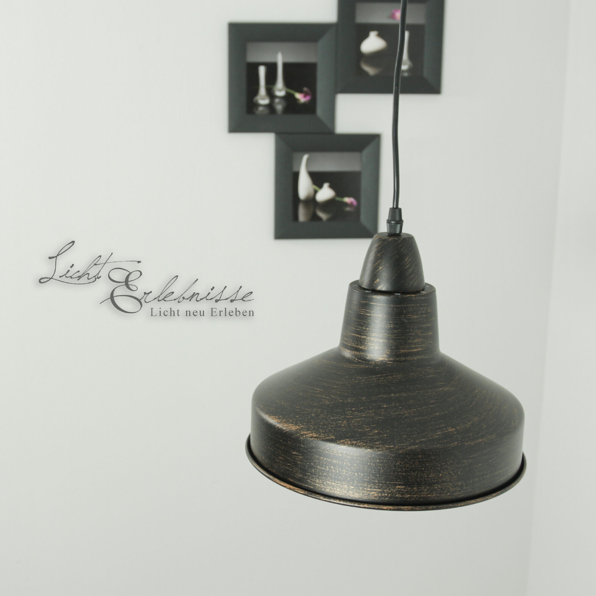 Pendelleuchte Industrial aus Metall Ø 26 cm Braun antik Lampe