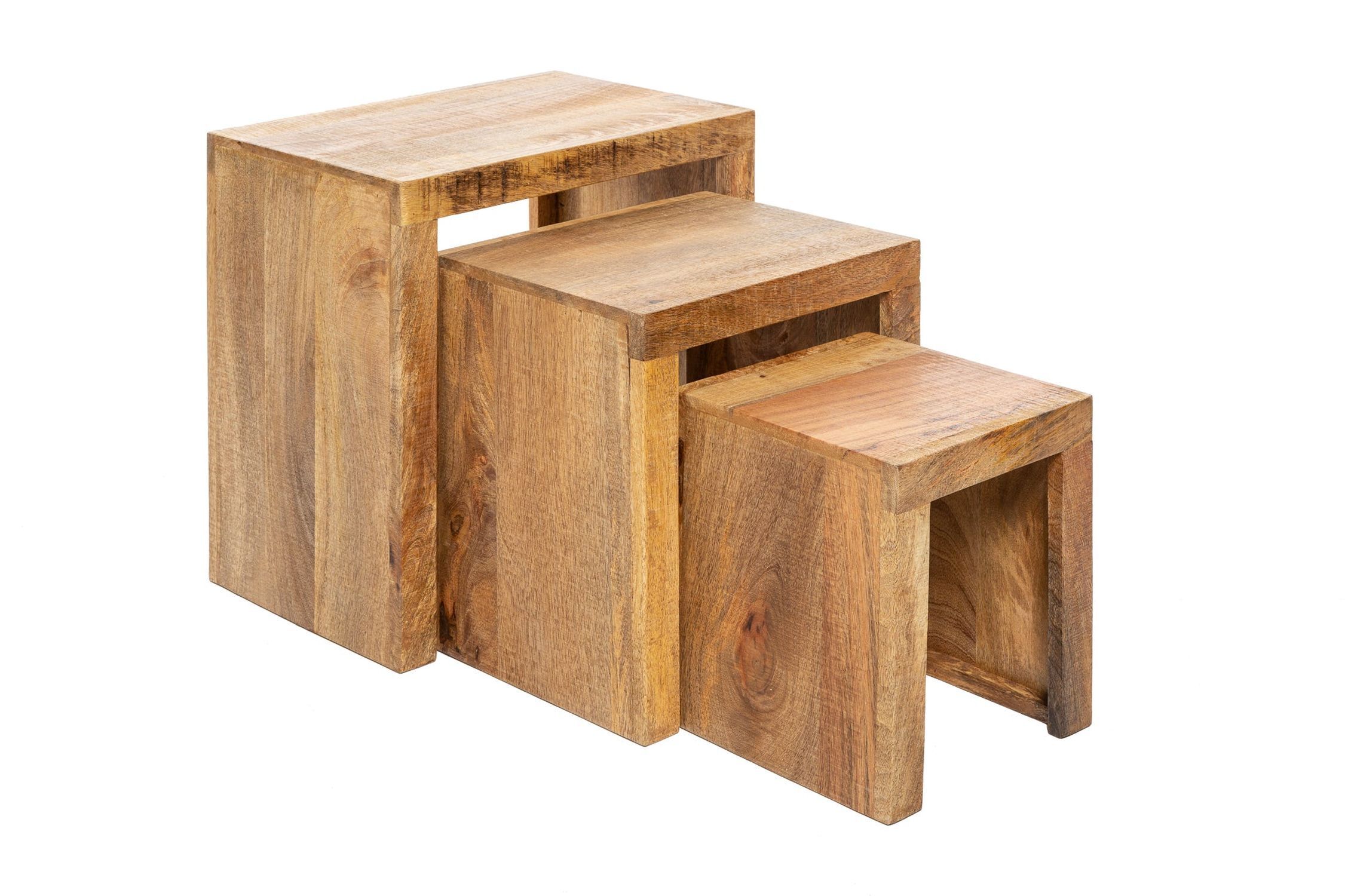 Beistelltisch Mango Holz in Natur Massivholz 3er Set