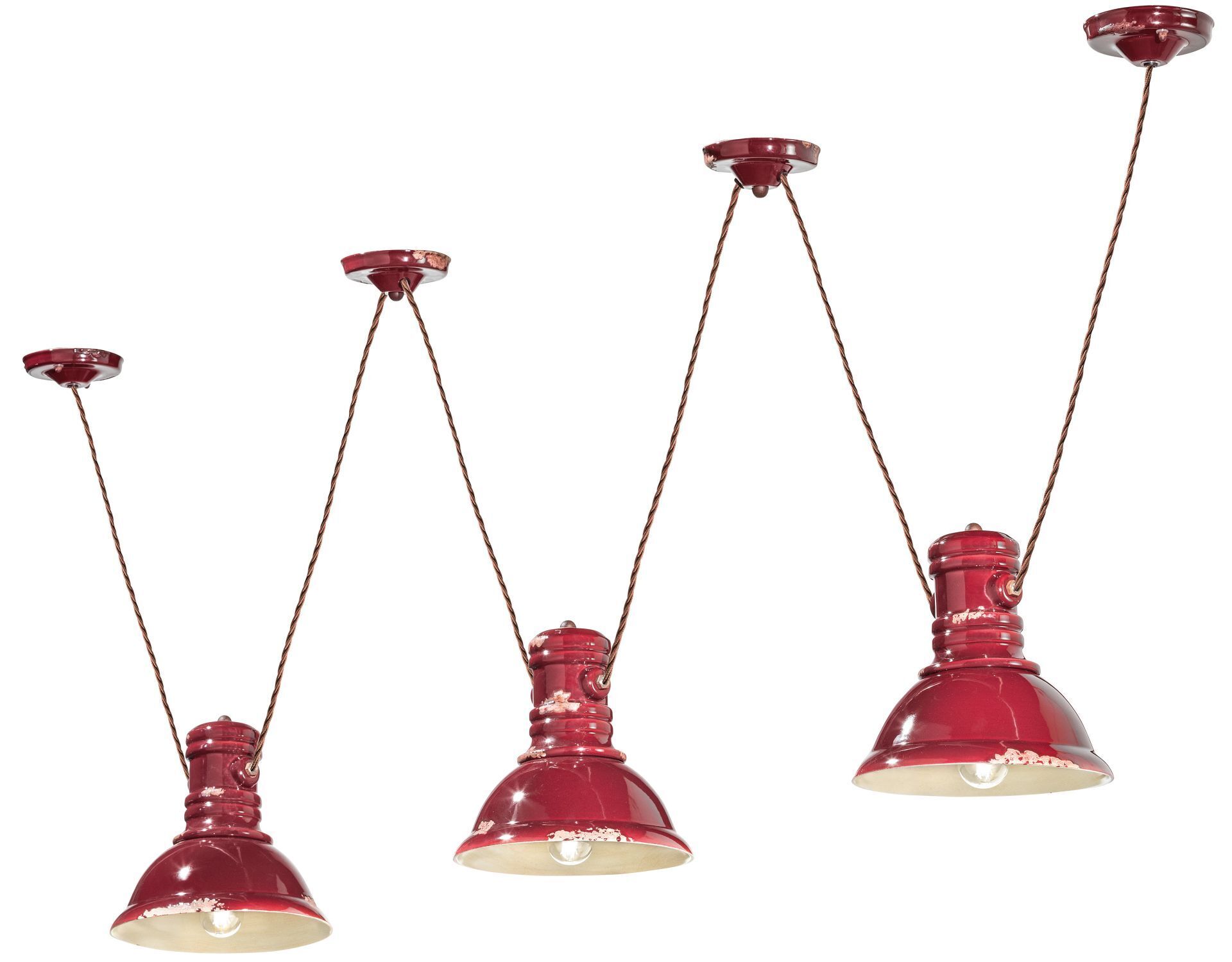 Hängeleuchte Keramik E27 Bordeaux Shabby Antik ANNA