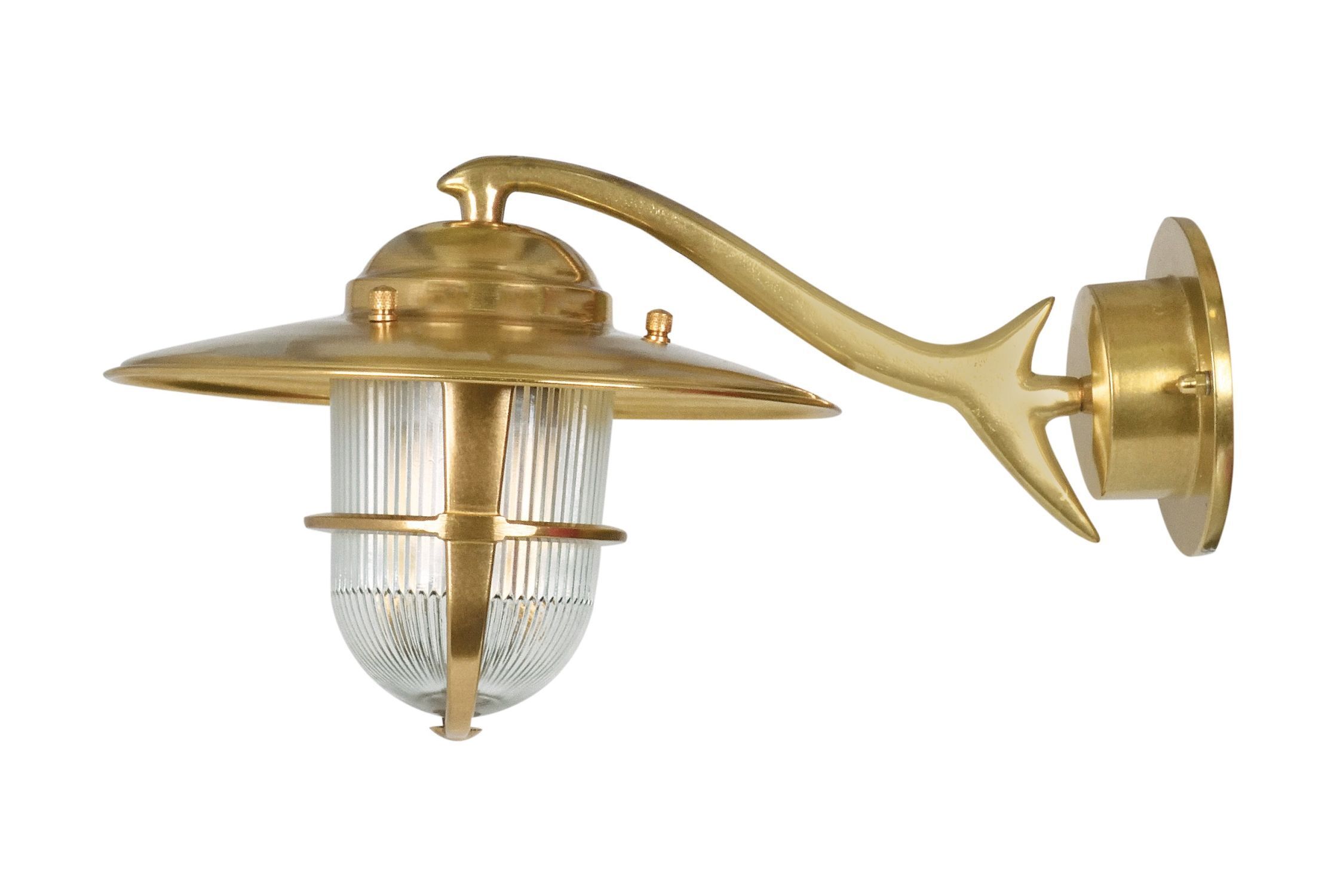 Wandlampe, Außenlampe, Messing, Glasschirm, Wandhalterung