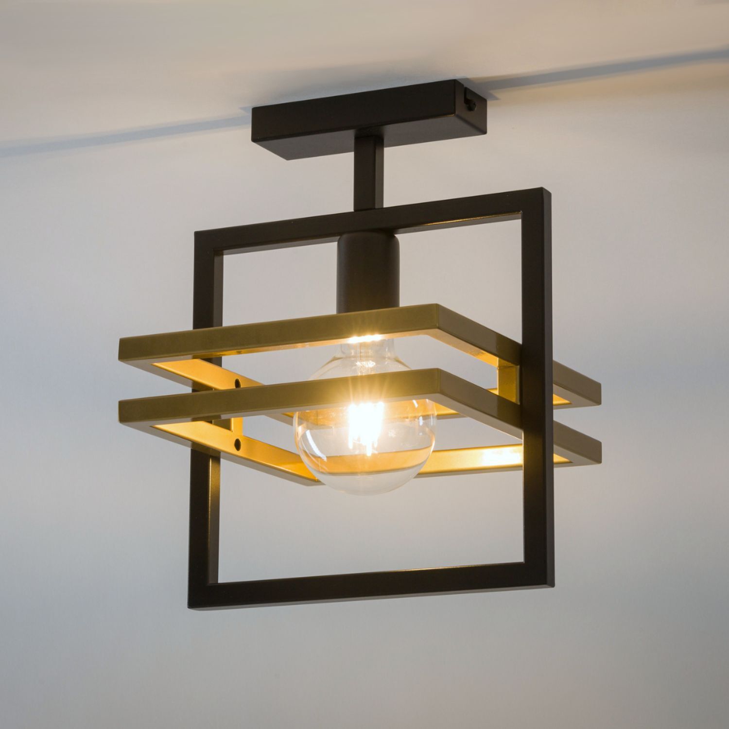 Elegante Deckenleuchte Schwarz Gold E27 40,5 cm lang