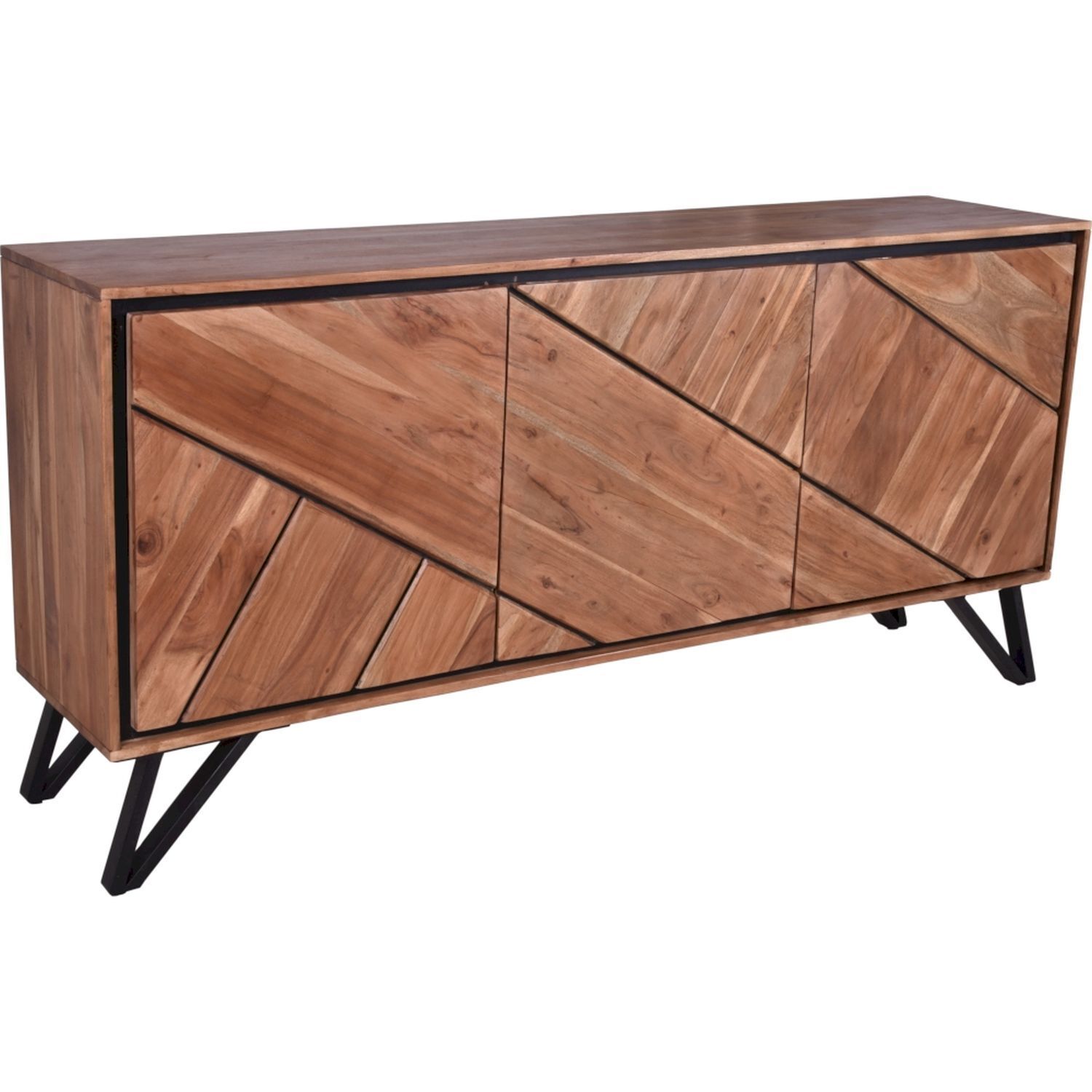 Sideboard 150 cm breit H: 76 cm Modern Akazienholz Metall Moebel, Anrichte, Kabinett