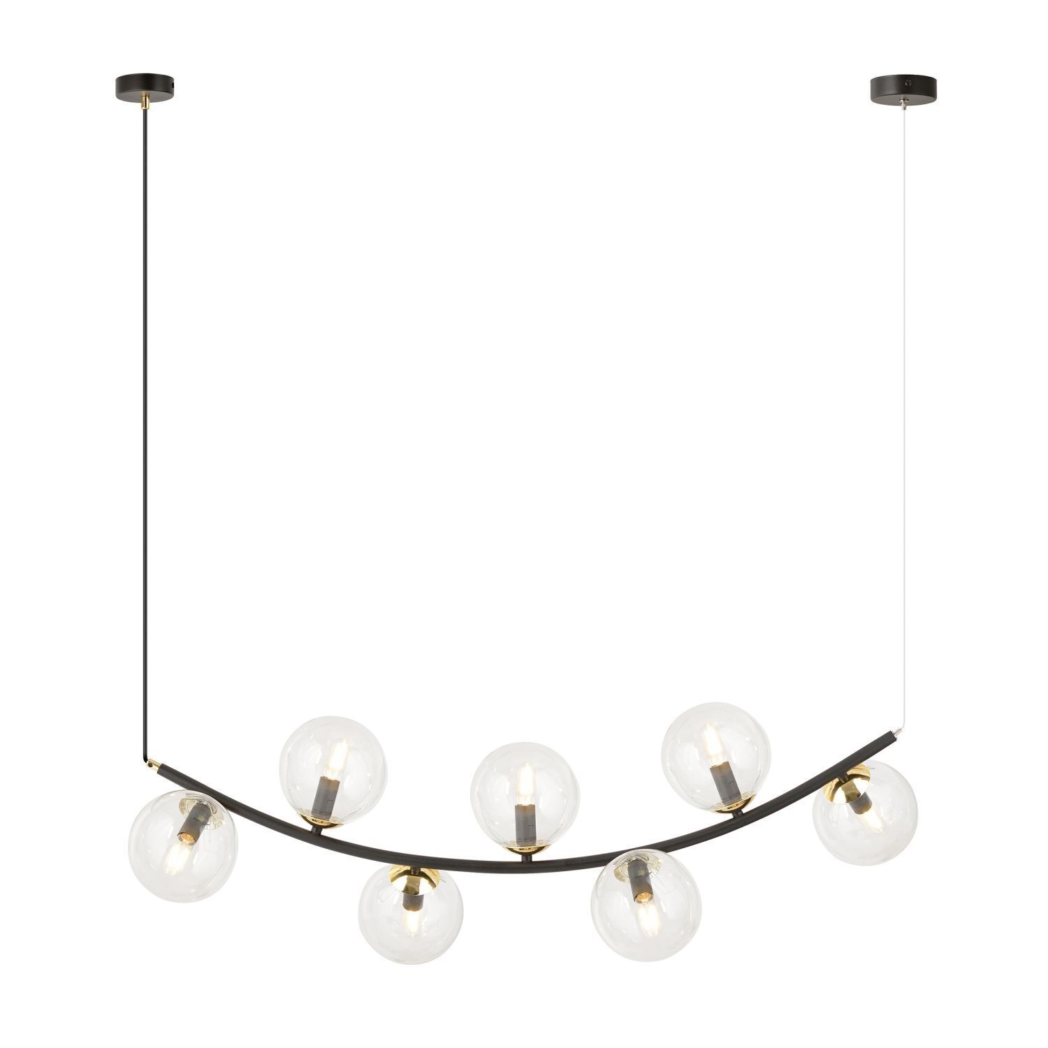 Hängelampe Glas Metall L: 95 cm H: max. 100 cm 7x E14