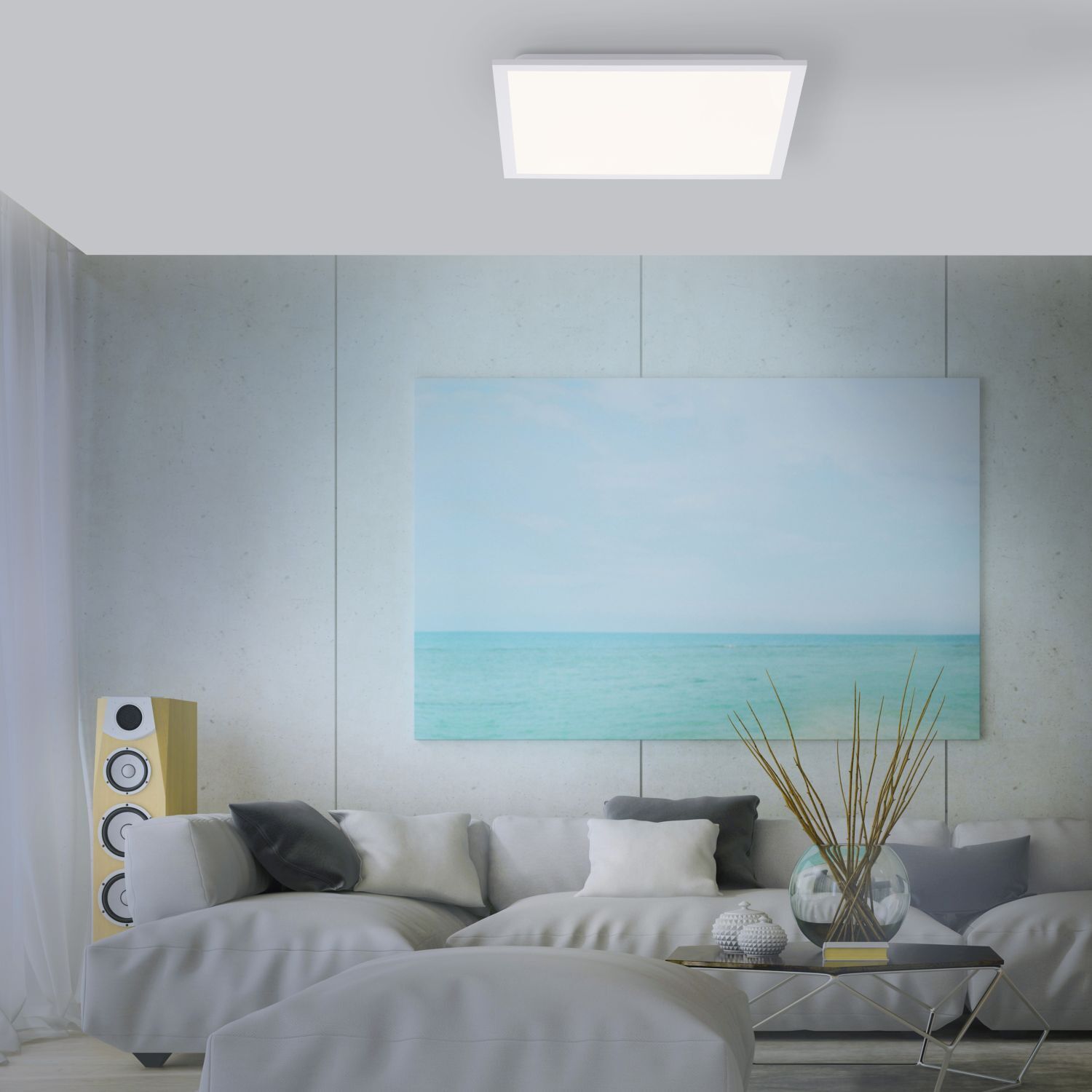 LED Deckenleuchte mit Bewegungsmelder L:44,5 cm 2100 lm Wohnzimmer, Innenarchitektur, Kissen, Dekoration für Zuhause, Couch