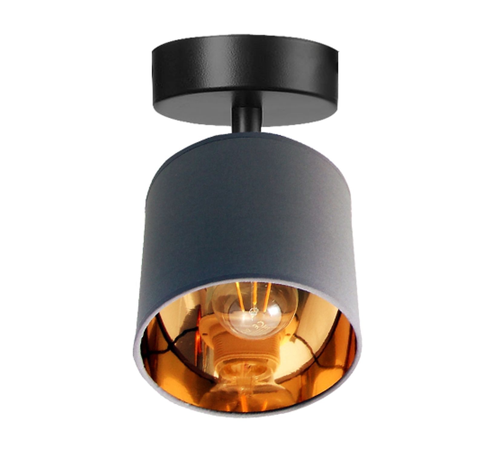 Flexibler Deckenspot Stoff Grau Gold Ø15 cm blendarm