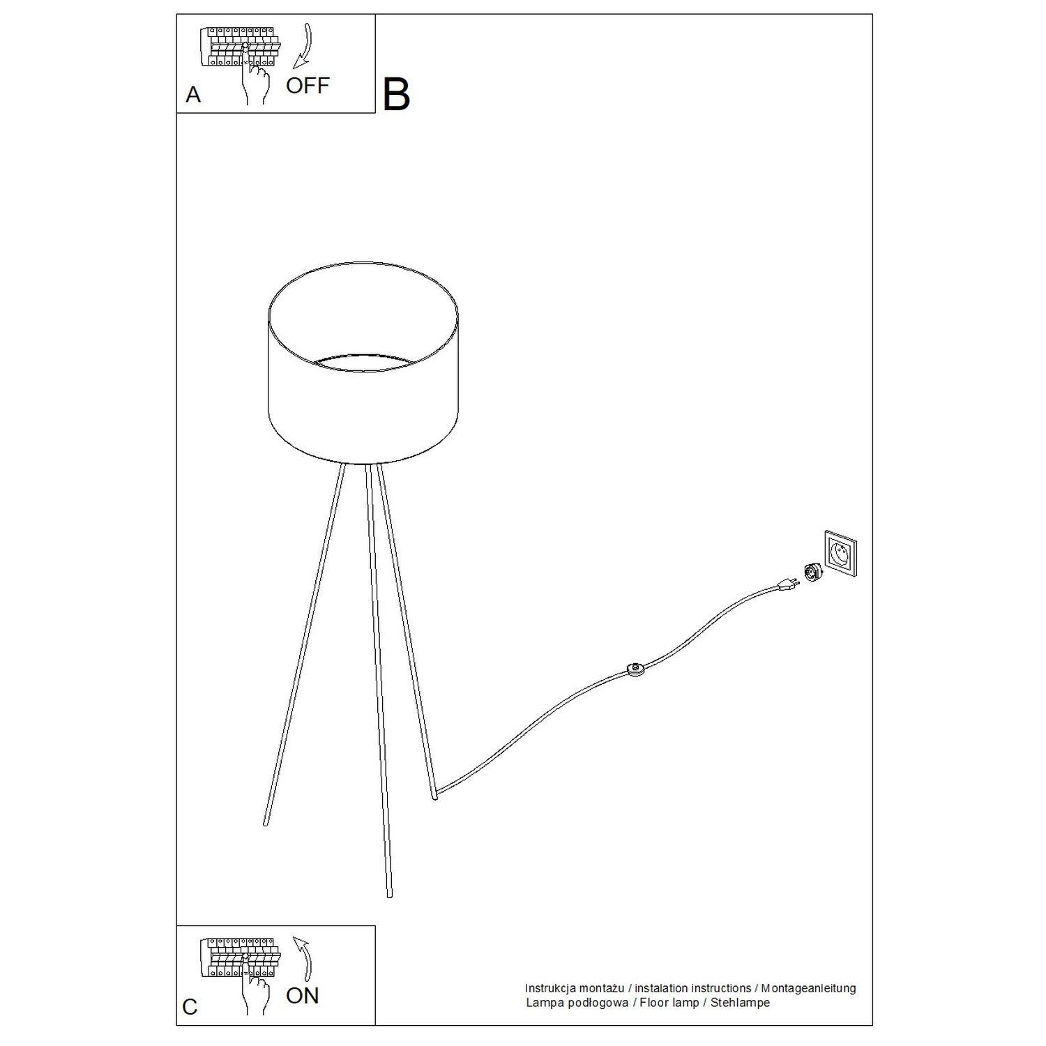 Stehleuchte Stoff Taupe E27 H:135 cm Tripod Modern Stativ