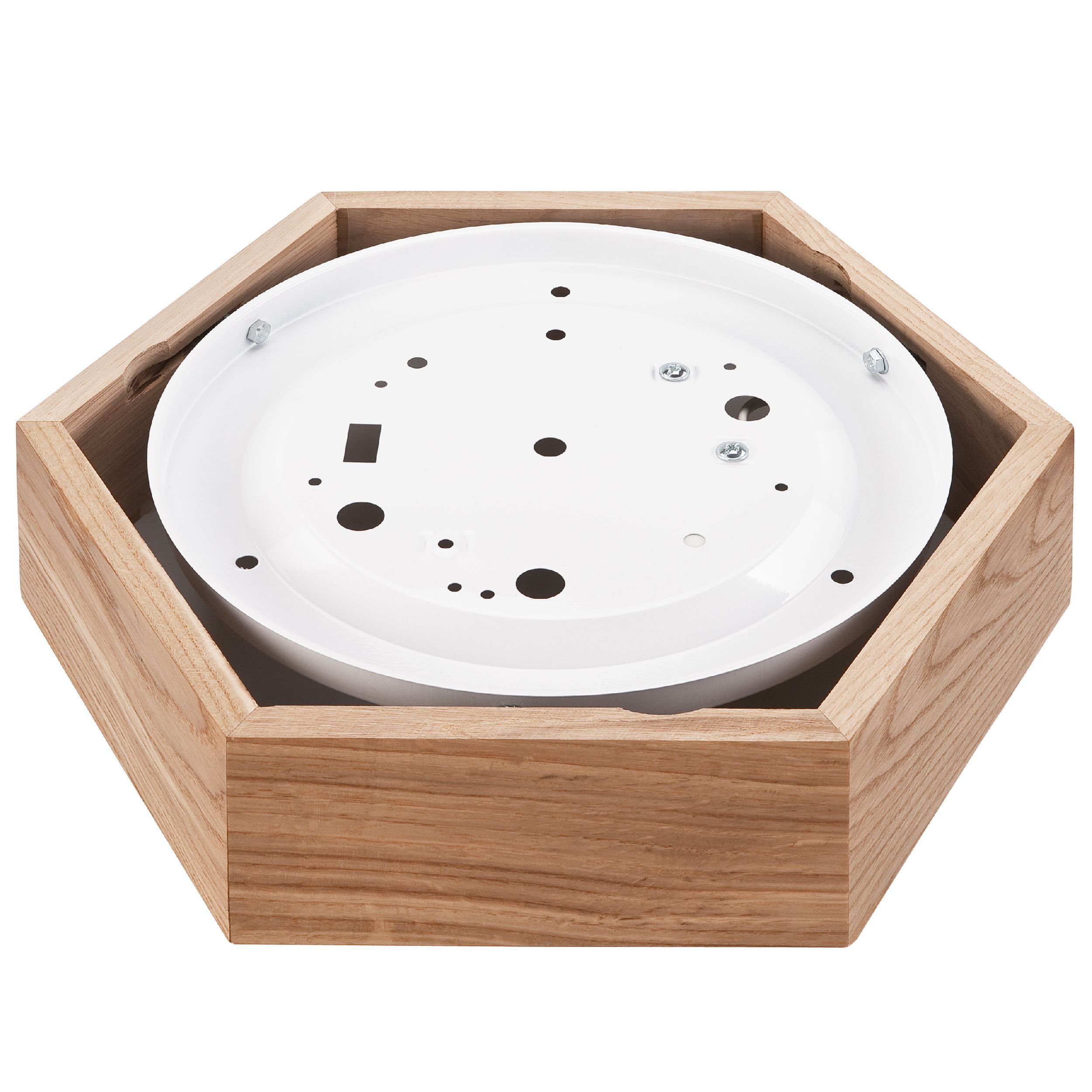 Deckenlampe Holz Glas 6-eckig E27 32 cm breit Wohnzimmer