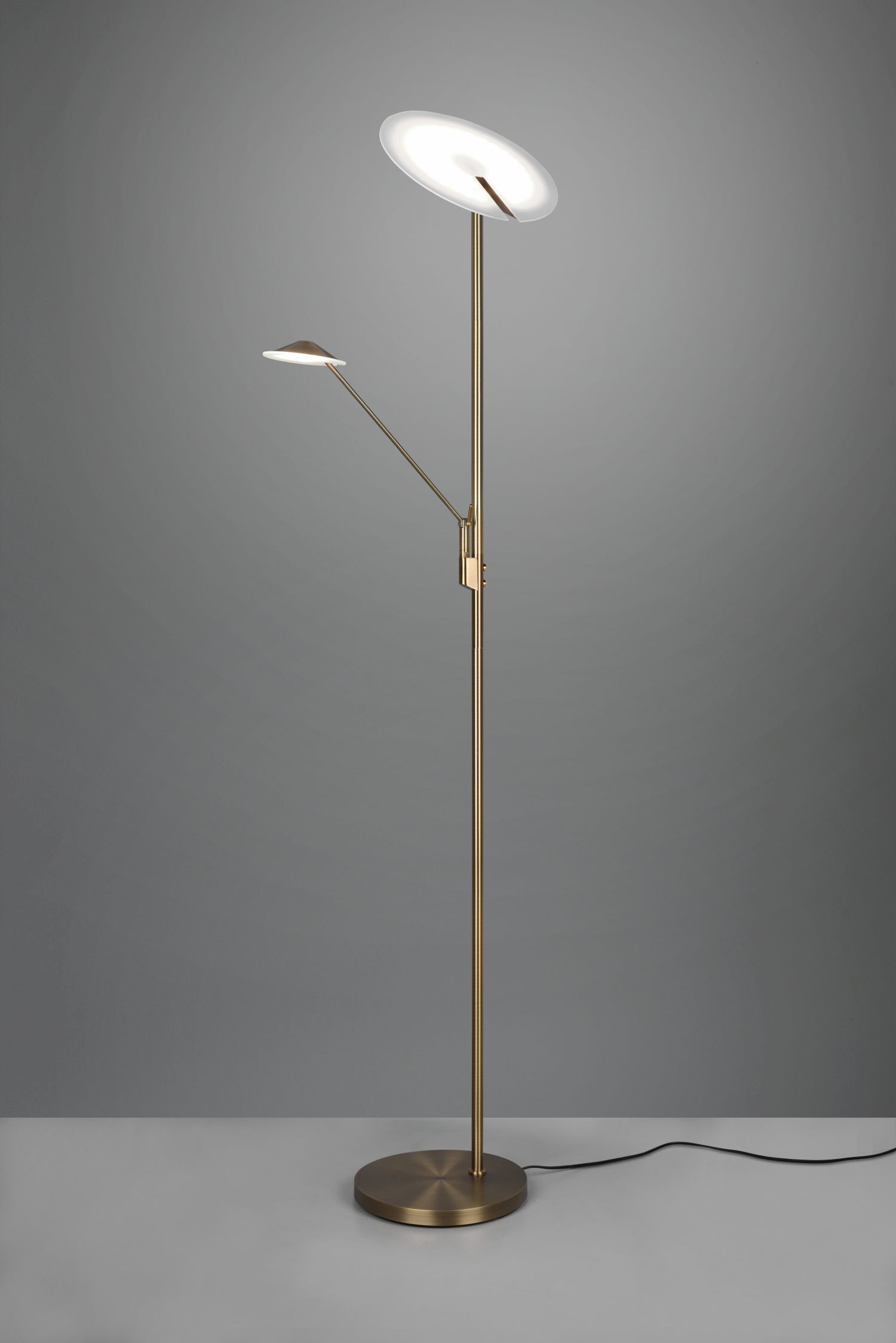 Dimmbare LED Stehlampe flexibel 180 cm in Messing Antik Lampe