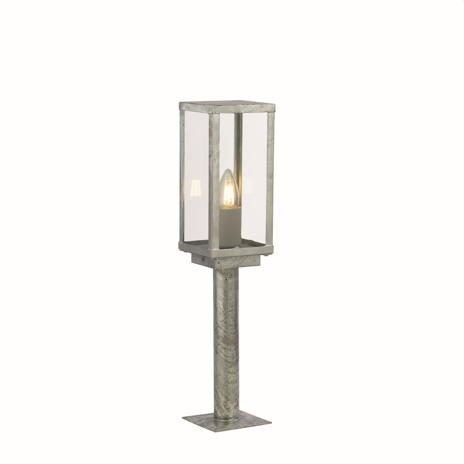 Außenlampe Garten 50 cm IP44 in Silber eckig E27