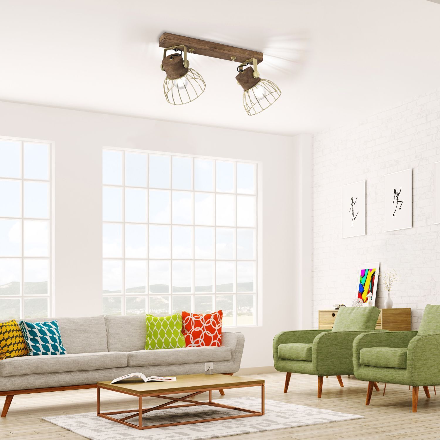 Beweglicher Deckenspot Holz Metall 64 cm E27 Vintage Wohnzimmer, Dekoration Ihres Zuhauses, Kaffeetisch, Tabelle, Fenster