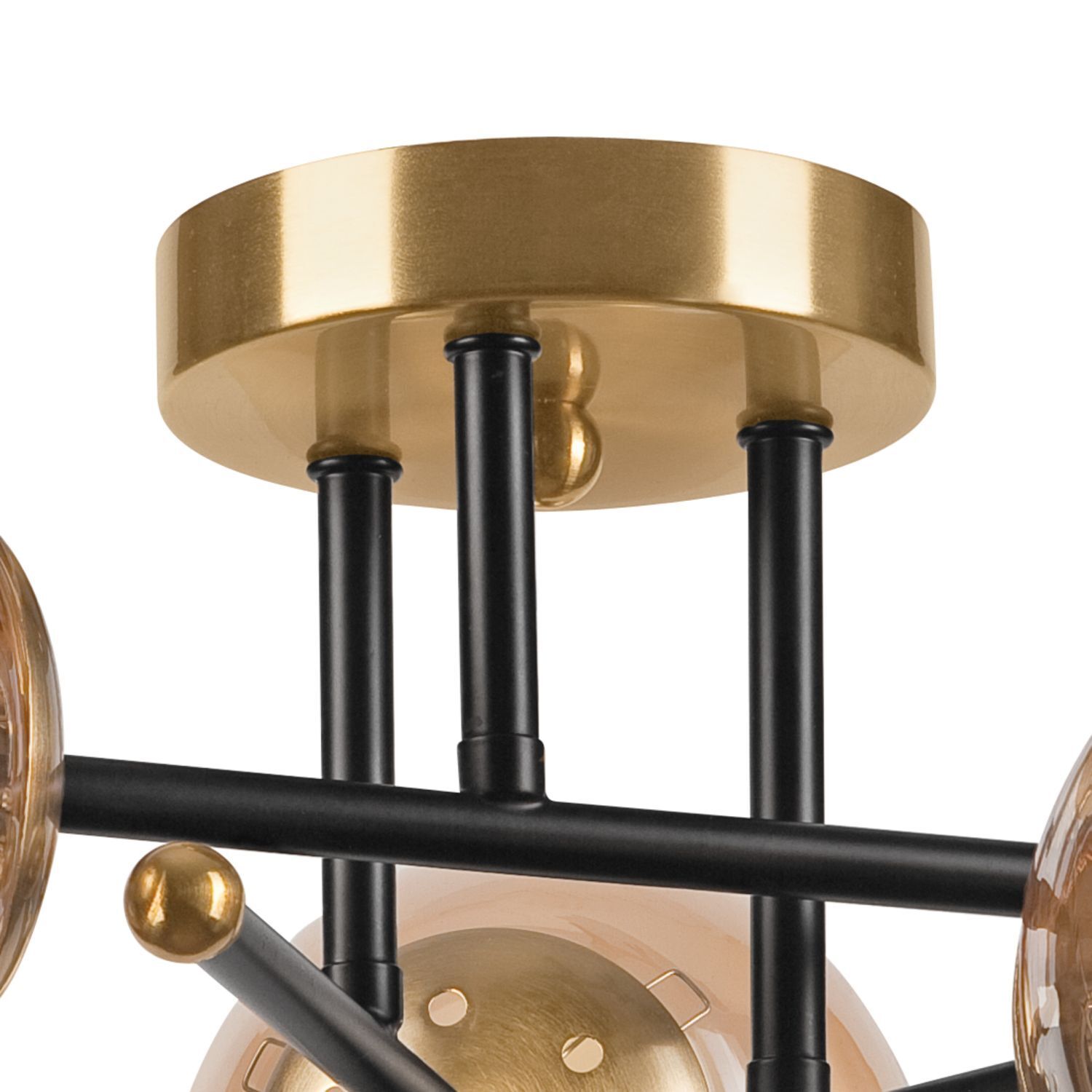 Blendarme Deckenleuchte in Gold Glas Metall 3-flammig Blendarme Deckenleuchte in Gold Glas Metall 3-flammig