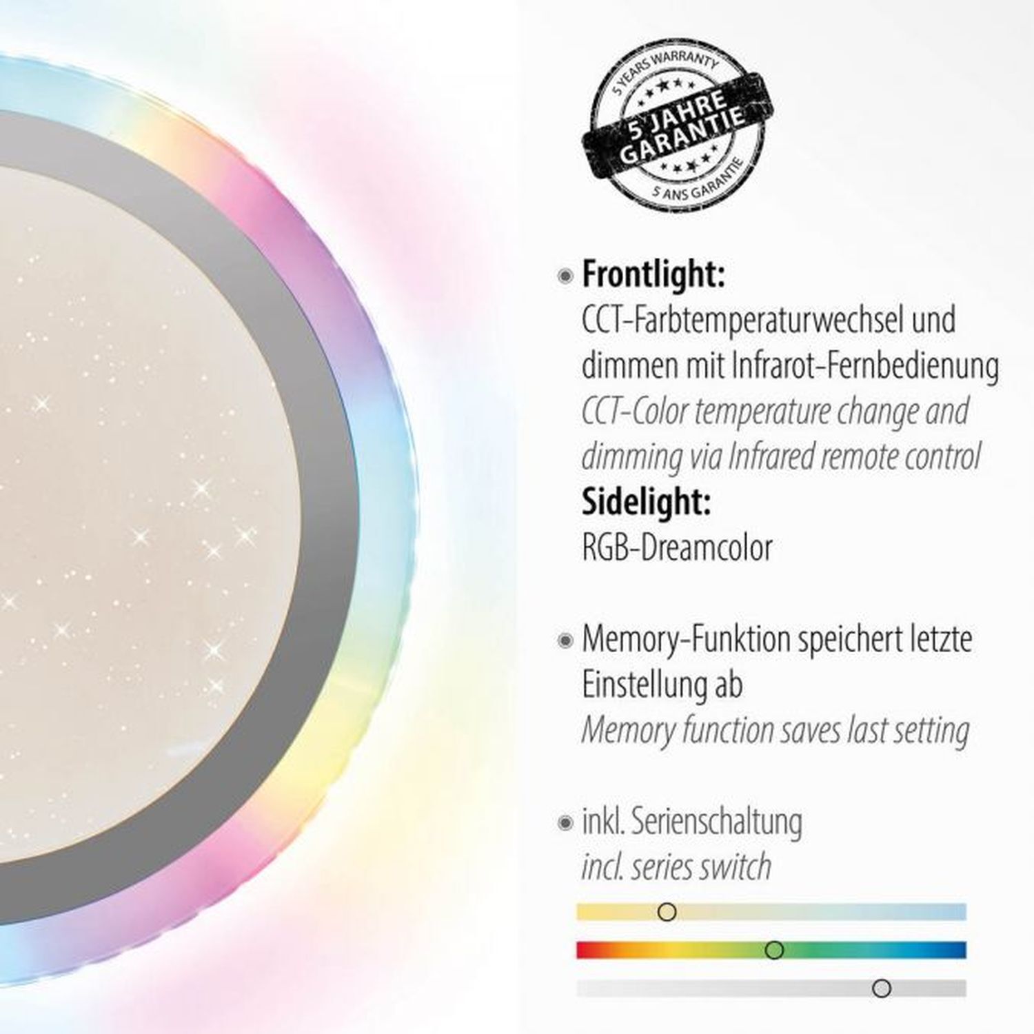 LED Deckenlampe Rainbow RGB Dimmer Ø45 cm Fernbedienung Werbung, Plakat