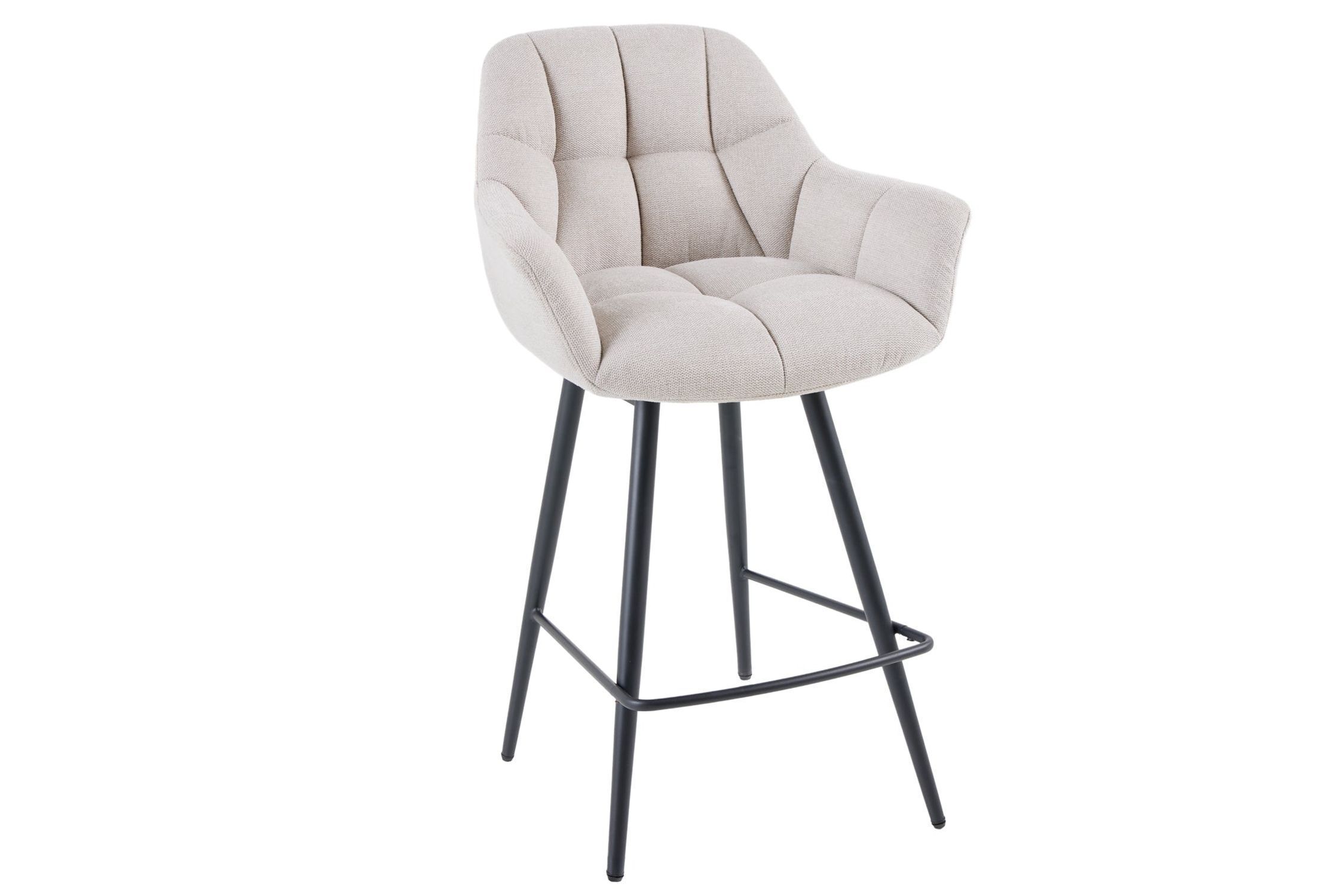 Tresenstuhl mit Lehne Stoff Metall Creme Beige Schwarz