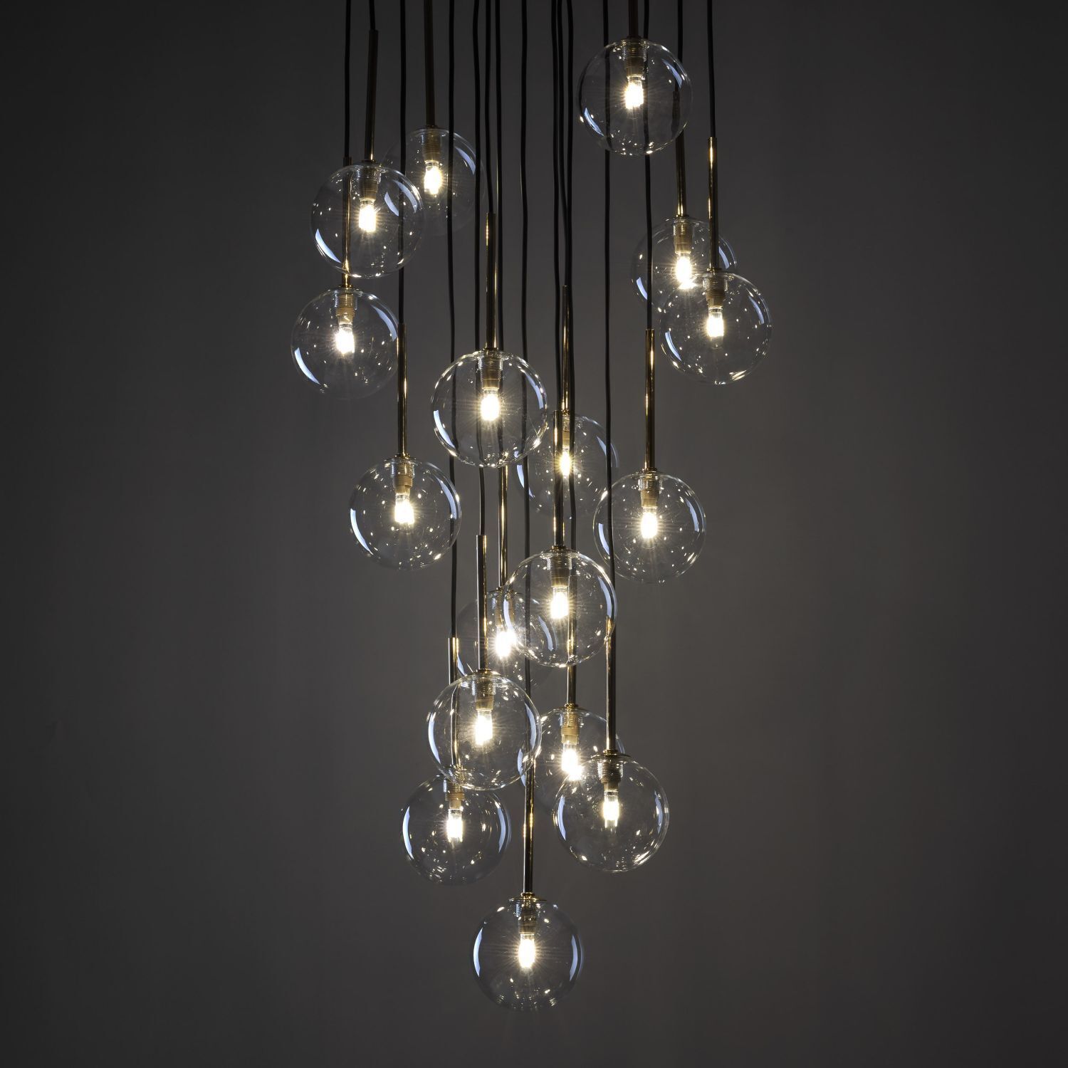 Hängelampe Glas Metall Ø 52 cm H: max. 145 cm in Schwarz Gold