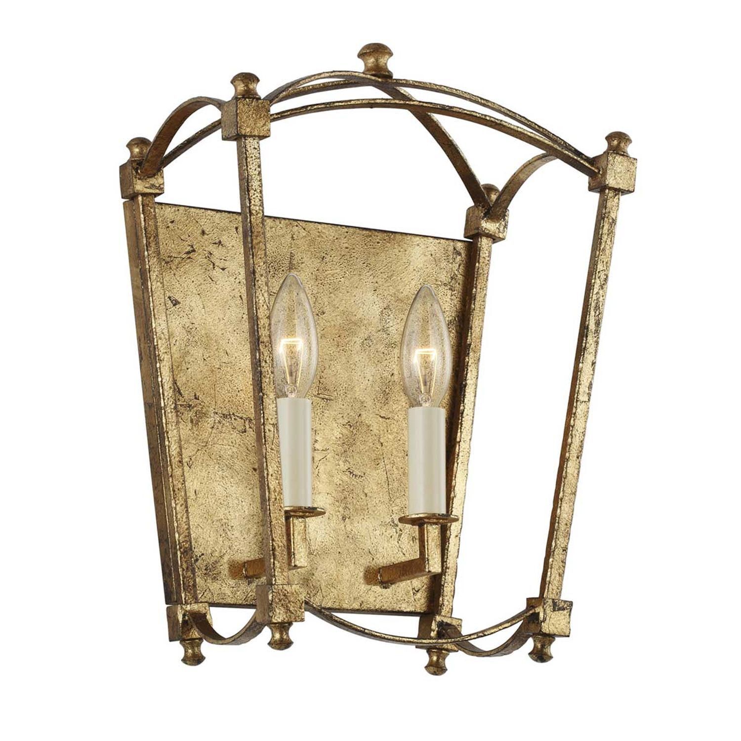 Wandleuchte, Goldfarbig, Wandlampe, 2-flammig, Metall
