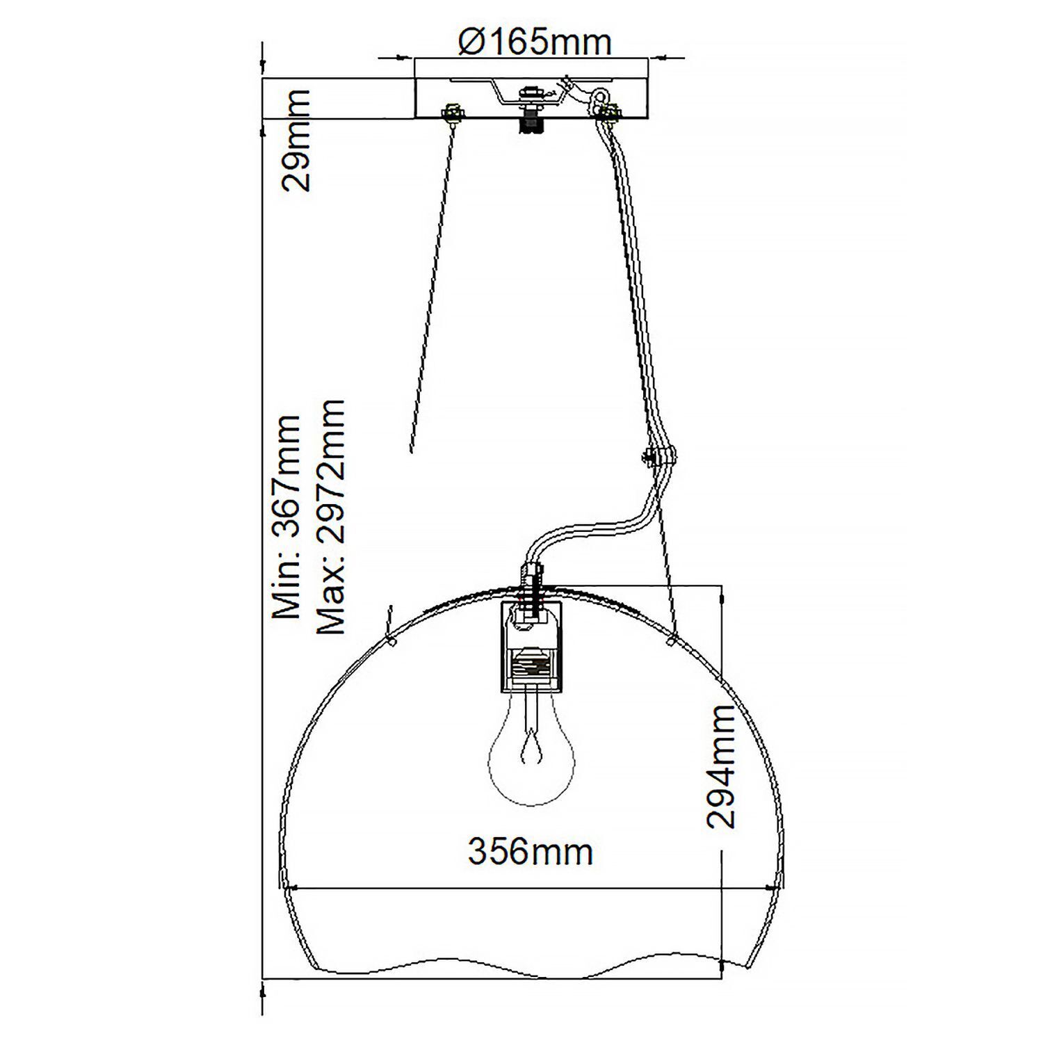 Pendelleuchte Metall rund Ø 35,6 cm H: max. 297,2 cm