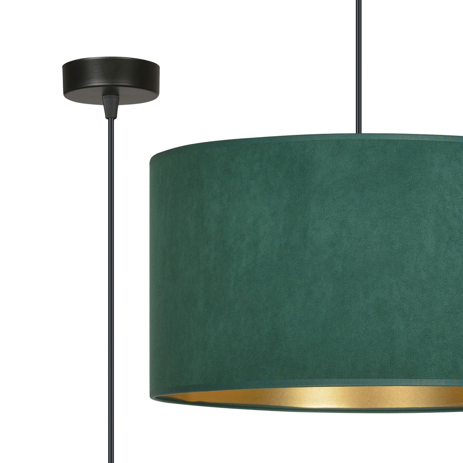 Pendelleuchte Grün Gold Schwarz Ø 35 cm rund E27 Stoff Metall