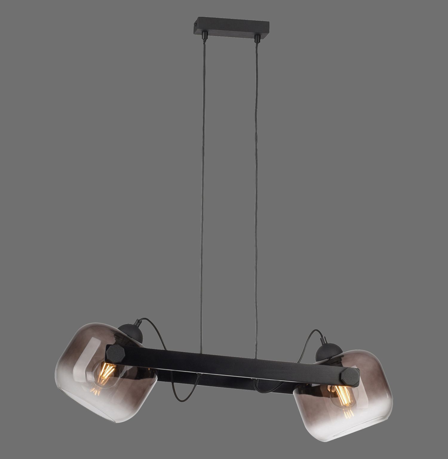 Hängelampe Glas Metall E27 68 cm 2-flammig schwenkbar Lampe, Kronleuchter, Leuchte