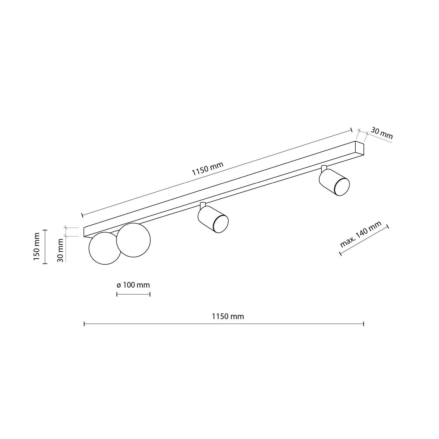Deckenstrahler 115 cm lang Metall Glas 2x GU10 + 2x G9 Diagramm, Handlung