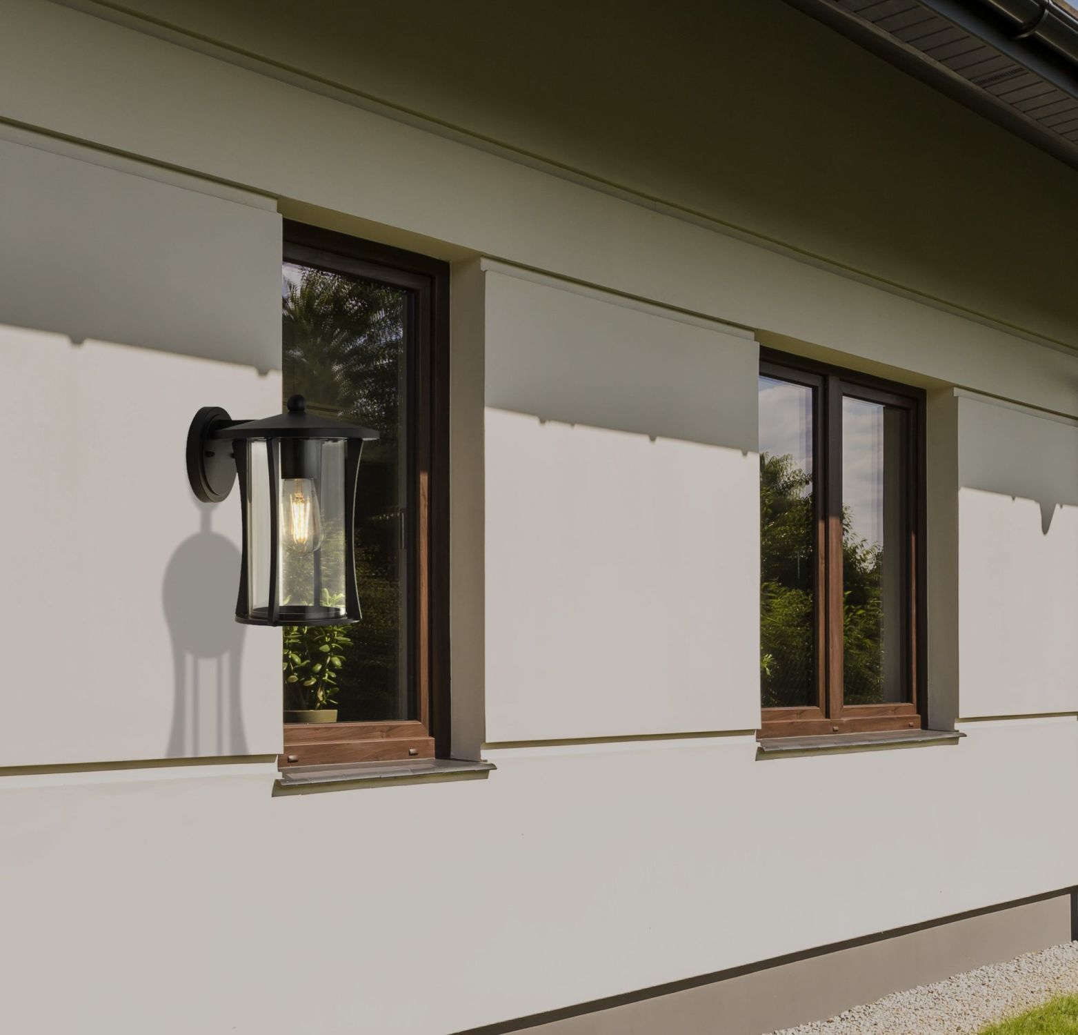 Wandlampe außen IP44 E27 Schwarz Glas Aluminium DIAZ