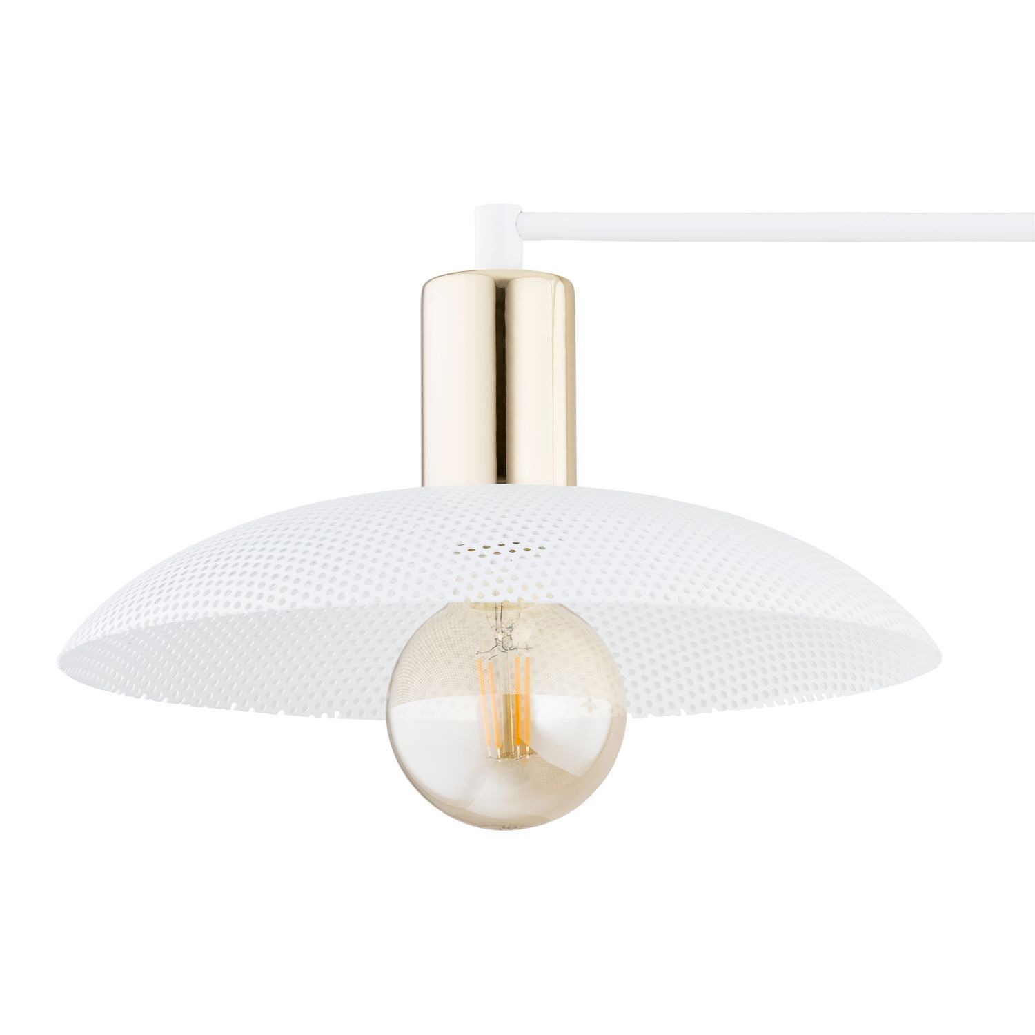 Deckenlampe Weiß Gold 100 cm lang E27 4-flammig Metall Lampe, Leuchte, Deckenventilator, Gerät, Elektrisches Gerät