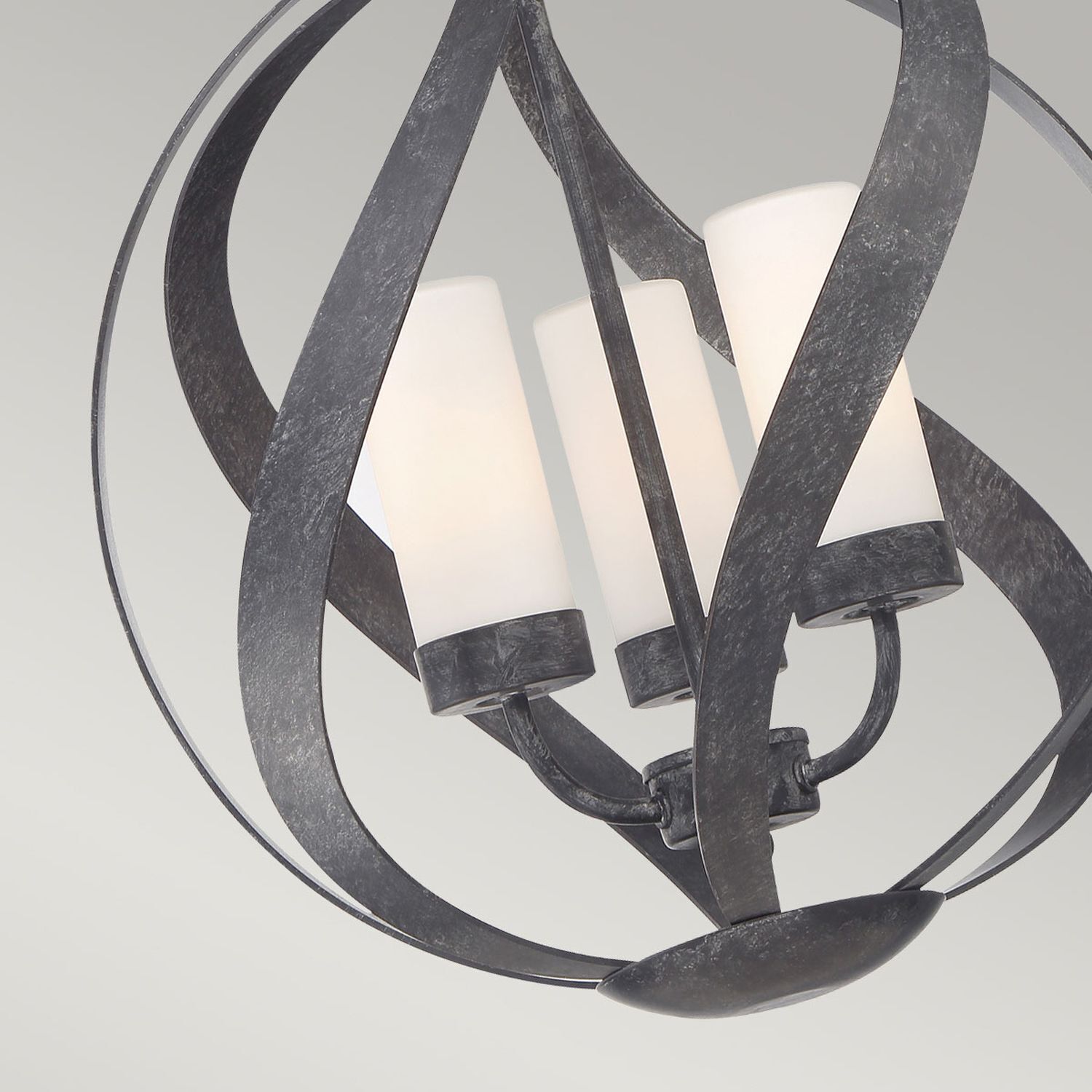 Pendelleuchte außen Metall Glas 3x E14 IP44 Ø 41 cm