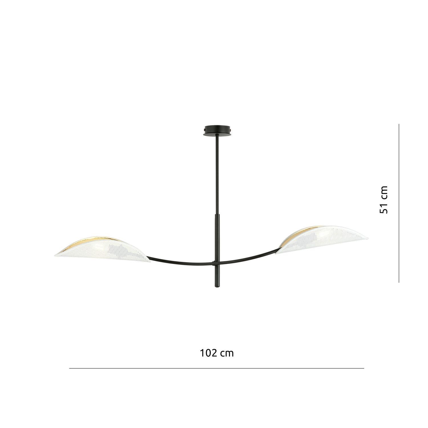 Deckenleuchte Weiß Gold Schwarz L: 103 cm drehbar 2x E14