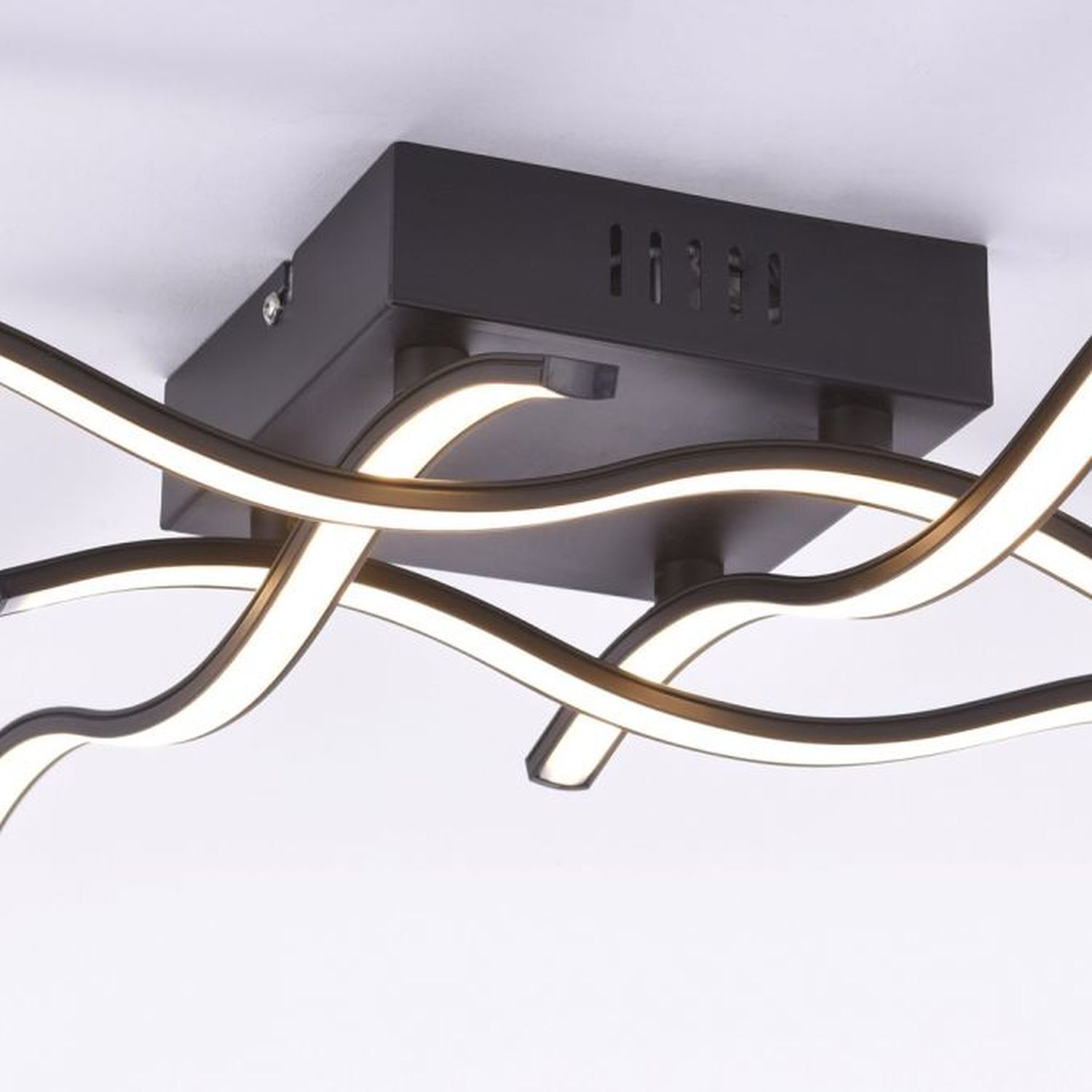 LED Deckenleuchte Wellen Metall Schwarz B:55 cm 3000 K