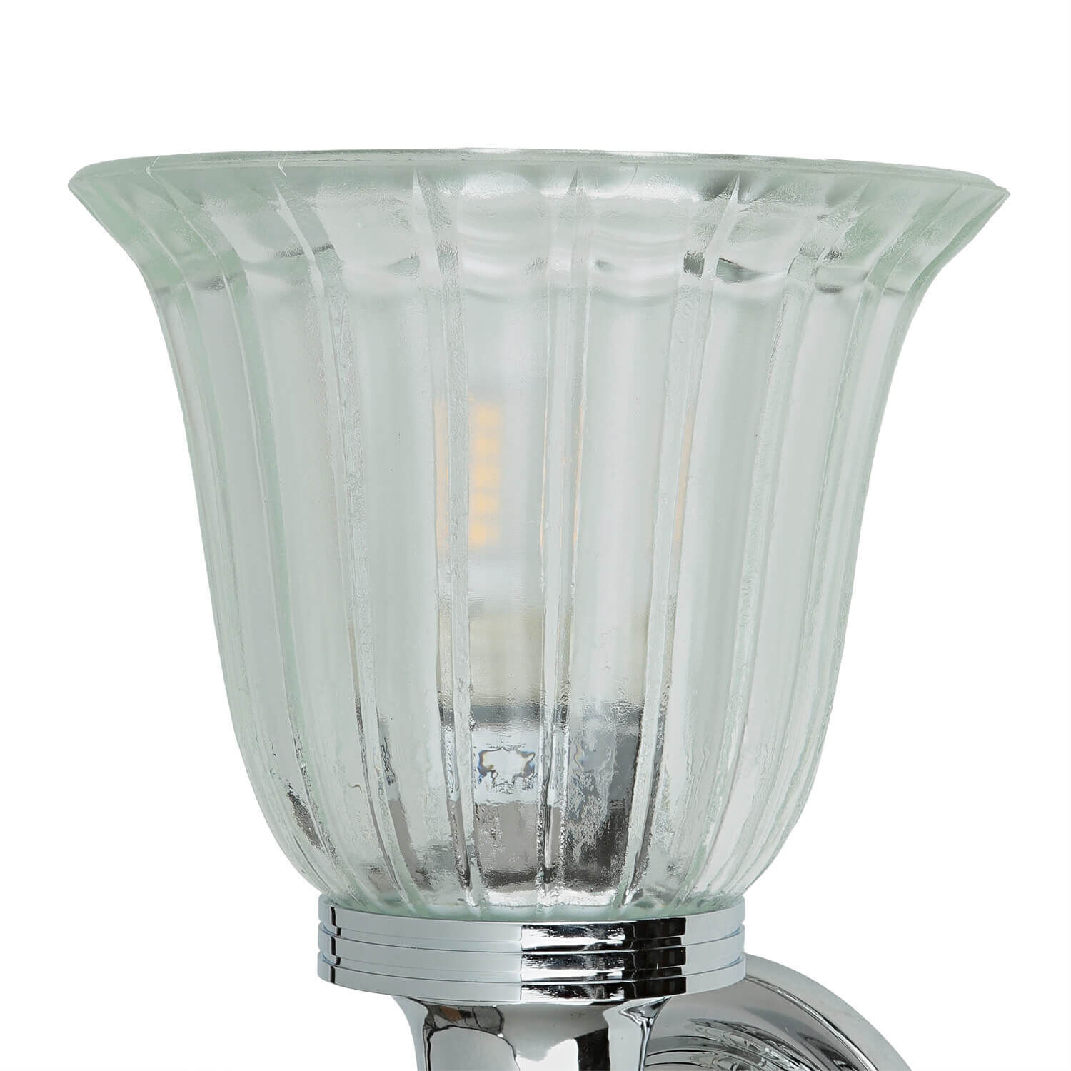 Designer Badleuchte LED aus Messing Glas IP44 in Chrom Leuchte, Rauchrohr