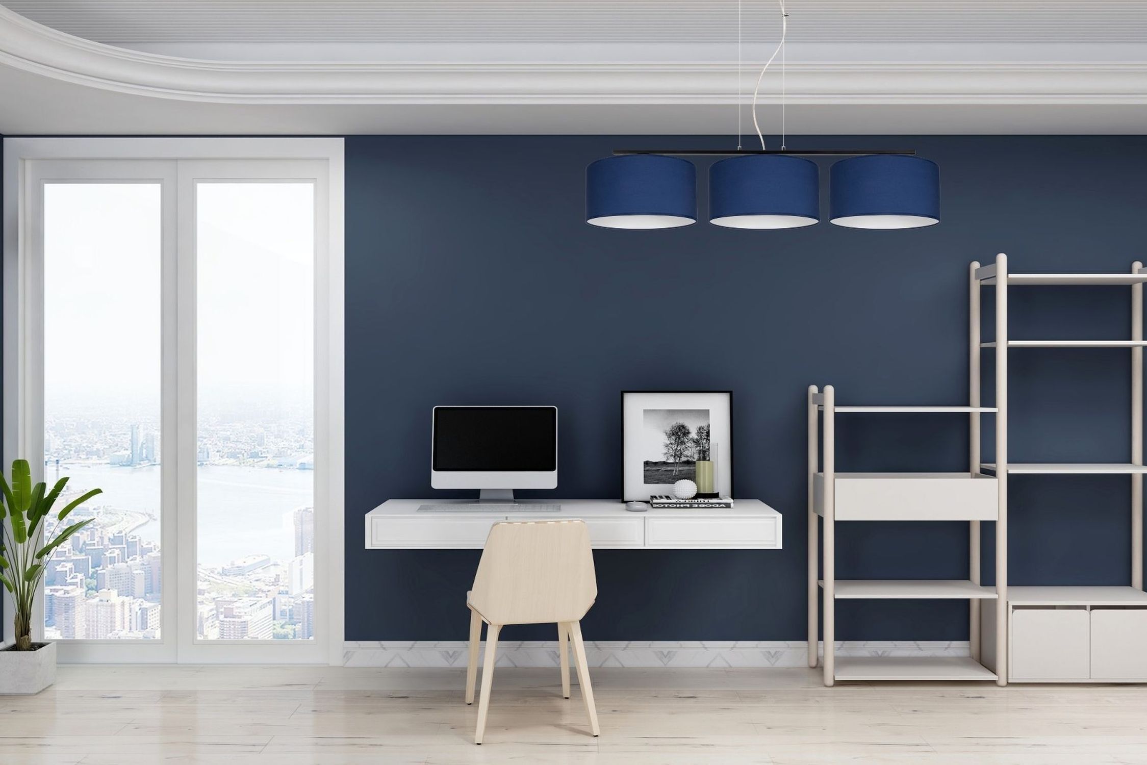 Blendarme Hängelampe Stoff Schwarz Blau E27 L:100 cm Blendarme Hängelampe Stoff Schwarz Blau E27 L:100 cm