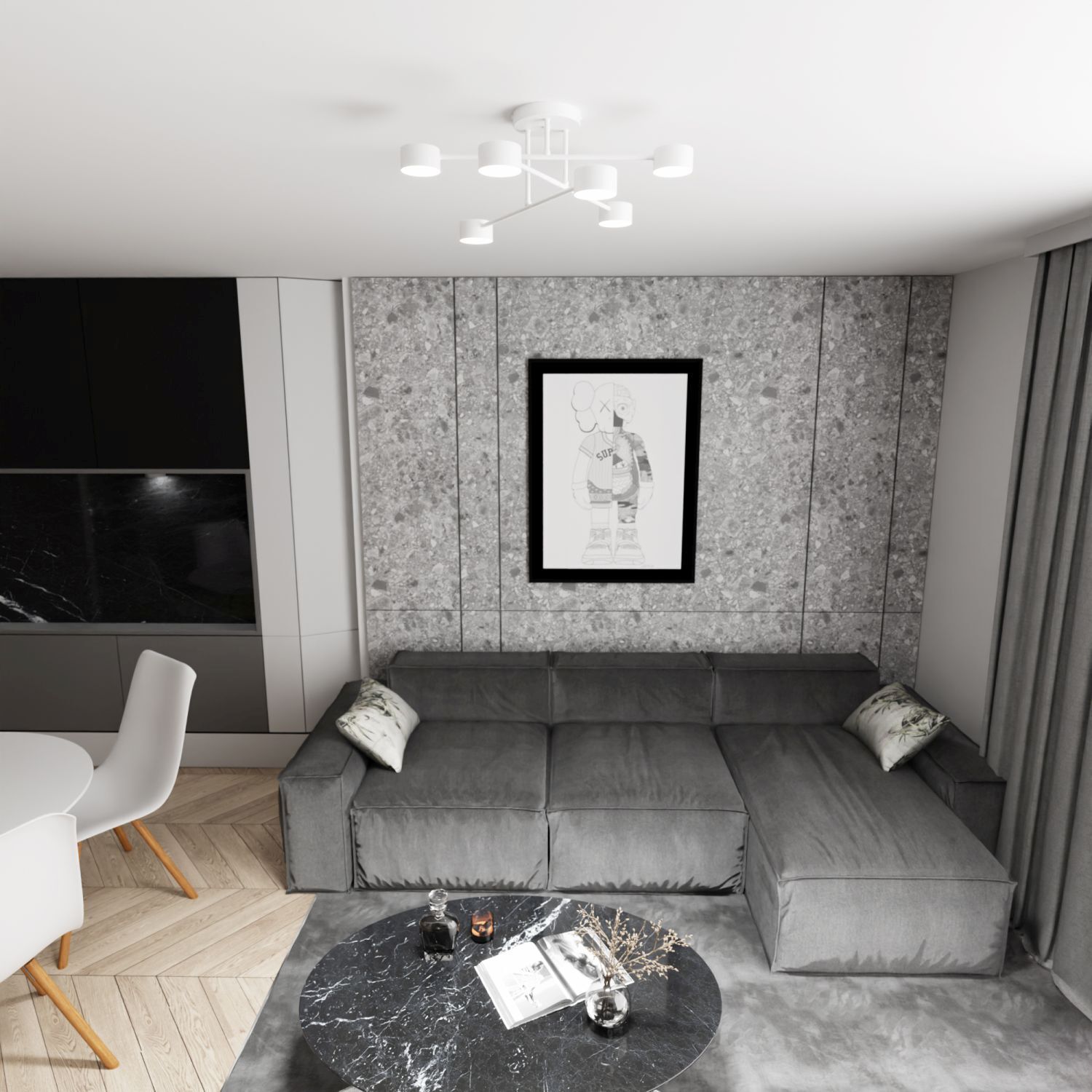 Deckenleuchte Weiß Metall akzentuiert L:60 cm GX53 Dekoration für Zuhause, Mobiliar, Wohnzimmer, Couch, Innenarchitektur