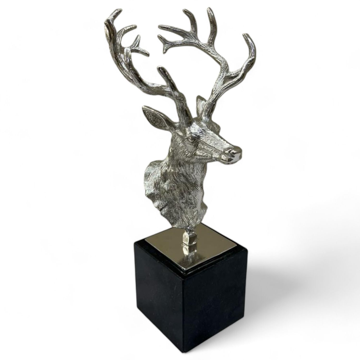 Dekostatue klein H: 48,5 cm Hirsch Design Silber Schwarz