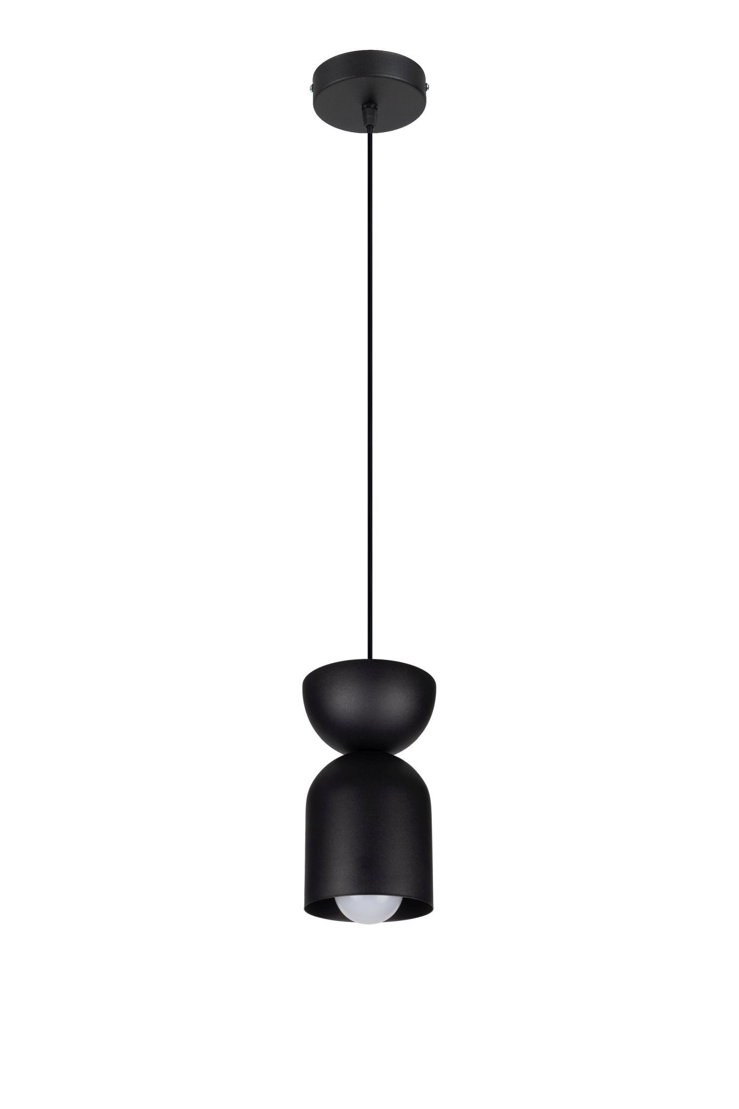 Runde Hängeleuchte Schwarz Metall Ø11 cm Minimalistisch