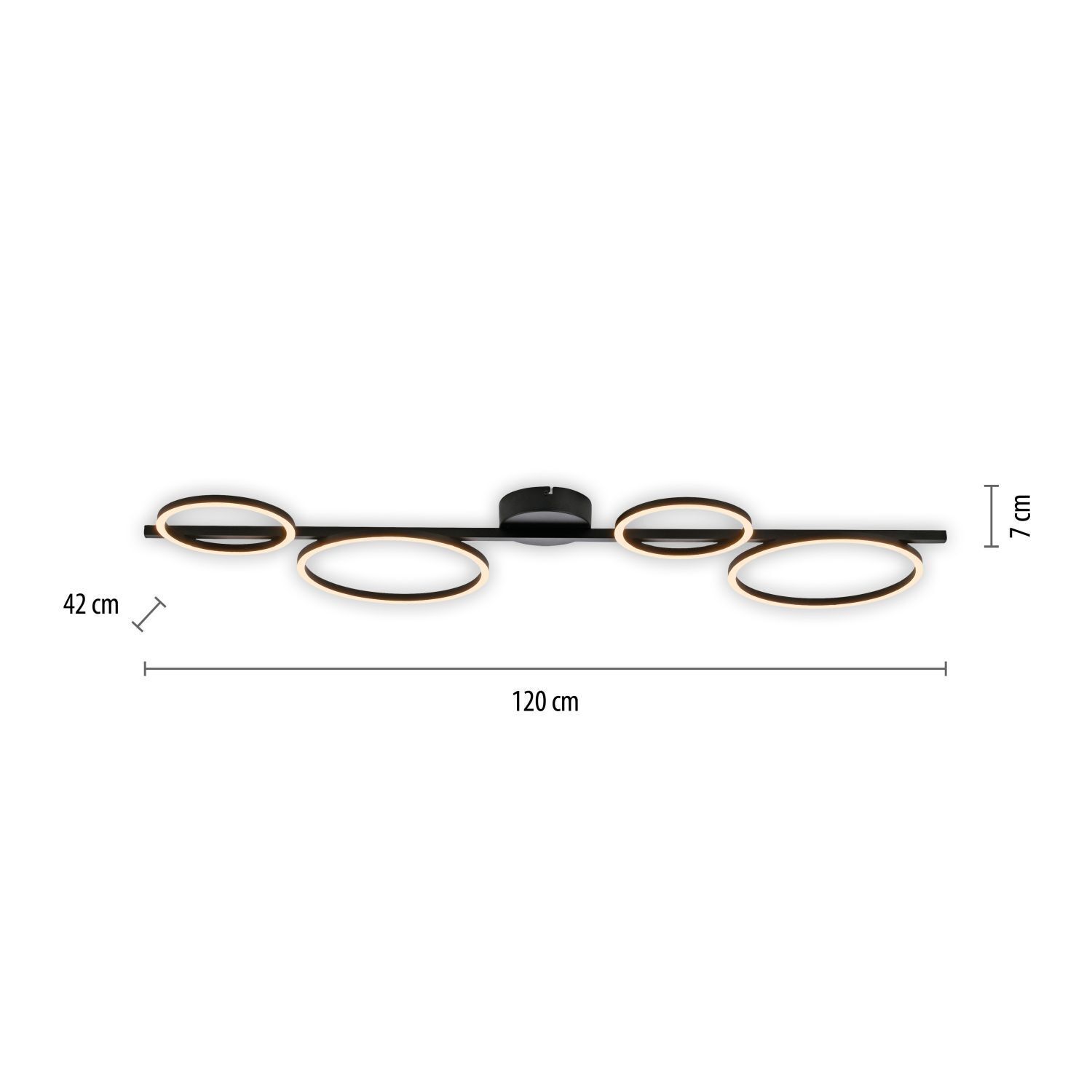 Schwarze LED Deckenlampe Metall 120 cm länglich 4850 lm