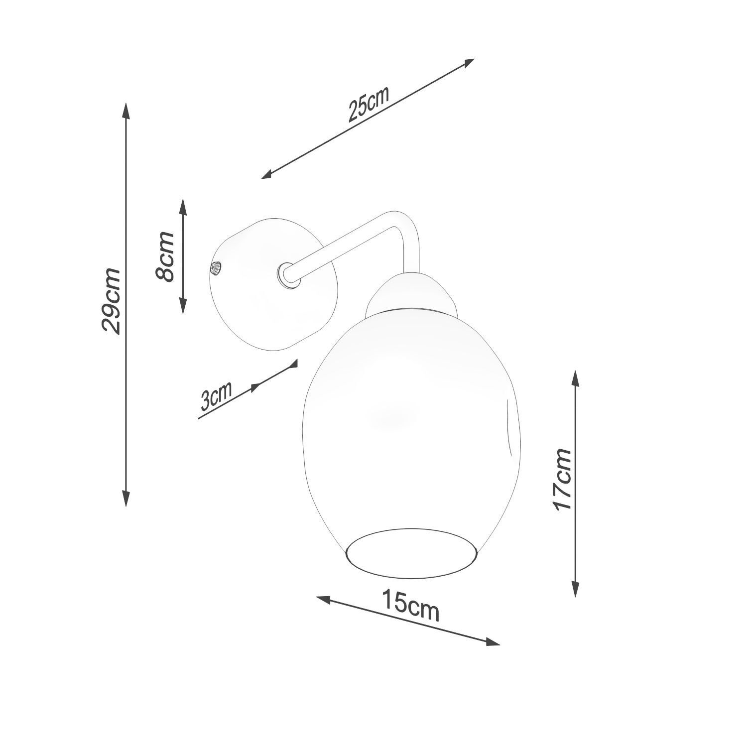 Wandleuchte Rauchglas Schwarz E27 dekorativ SEGIN