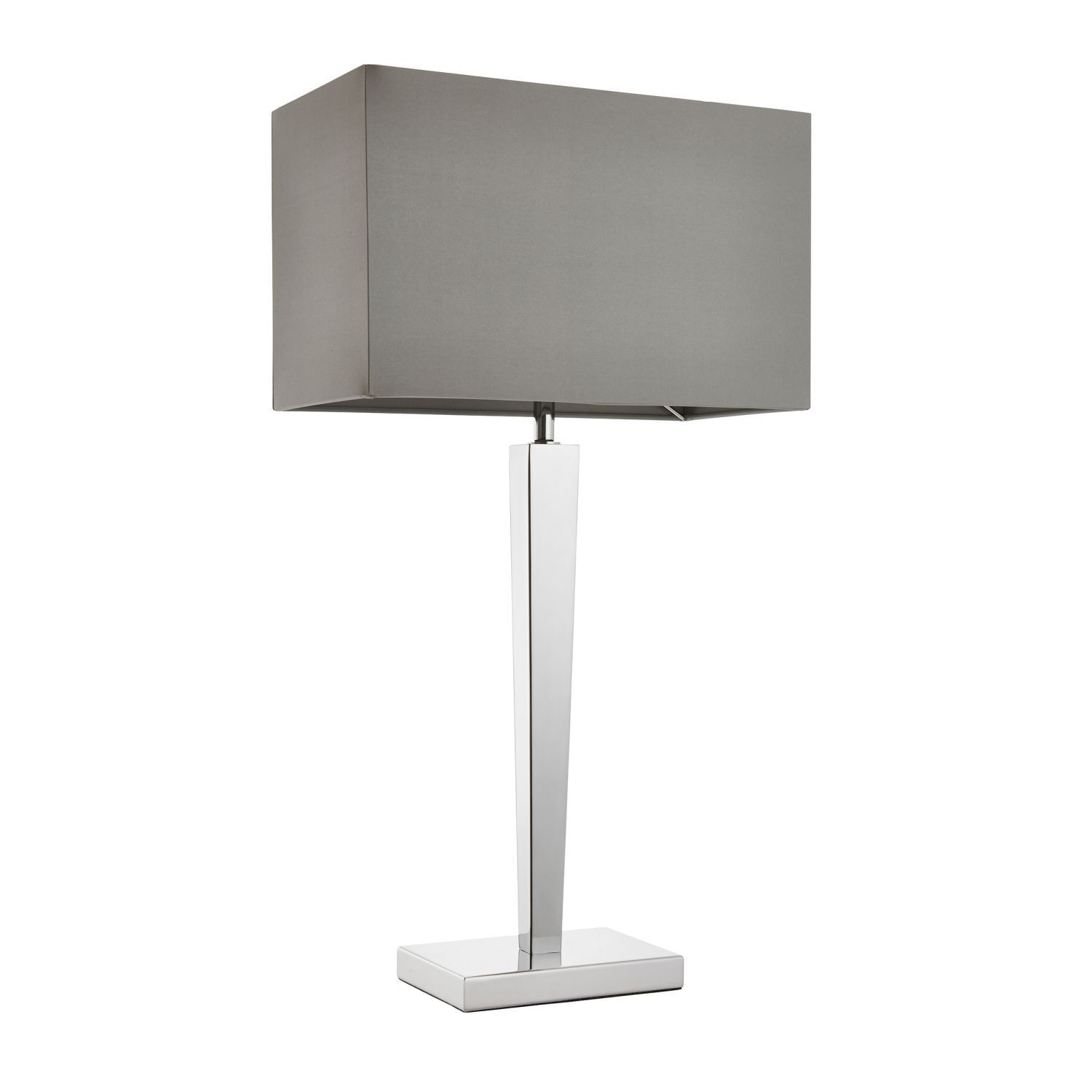 Tischlampe Stoff Metall 66 cm hoch Chrom Grau E27 Modern