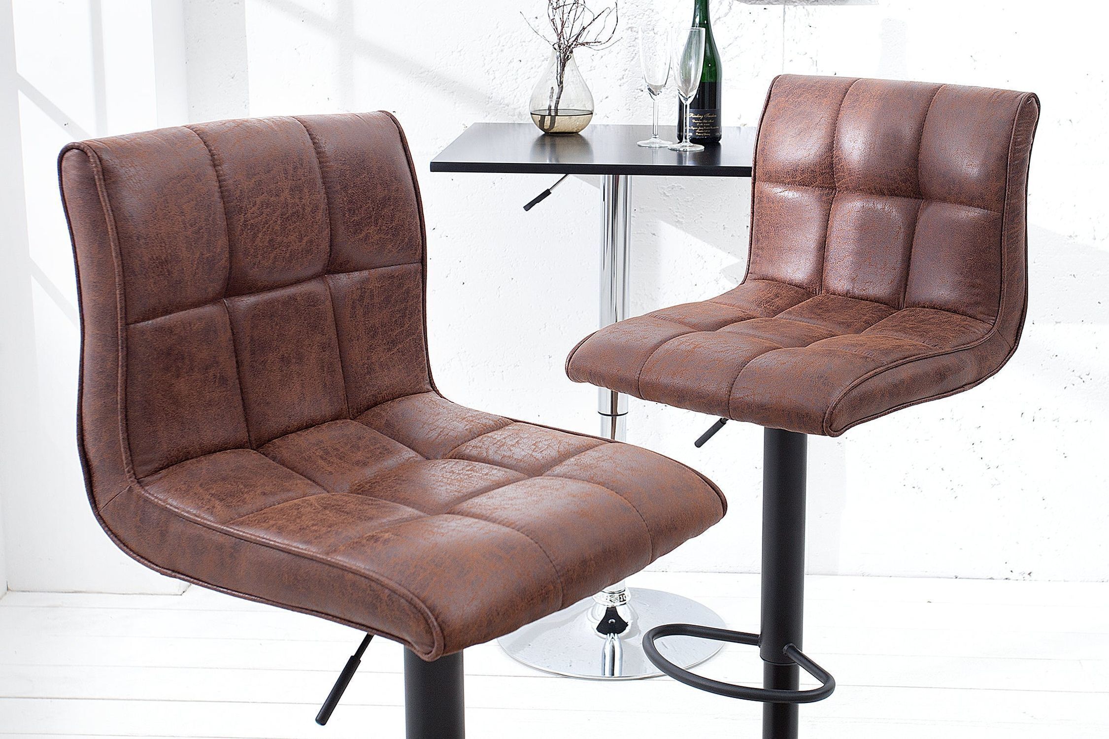 Tresenstuhl höhenverstellbar Stoff Metall Braun Schwarz Moebel, Stuhl