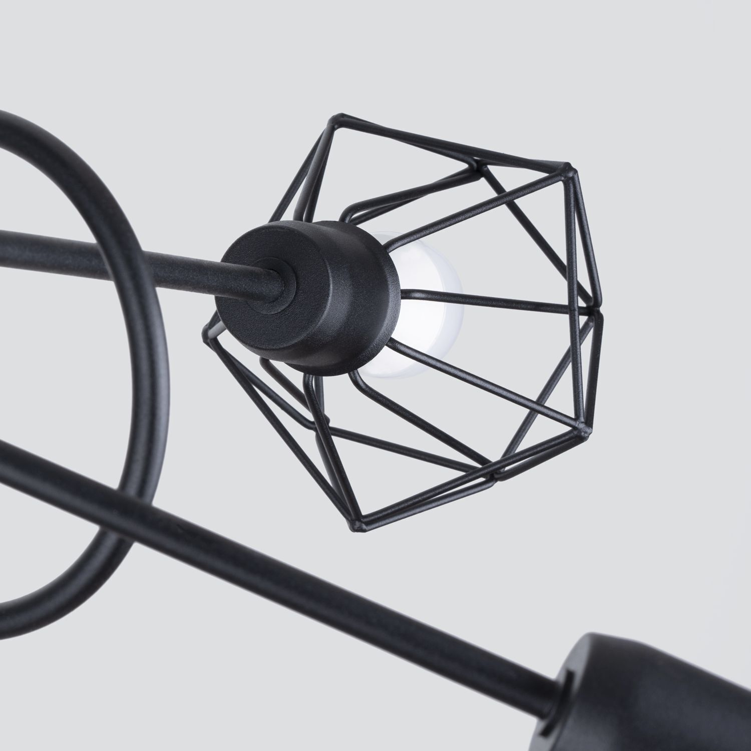 Deckenleuchte Metall 58 cm breit Drahtschirm Schwarz