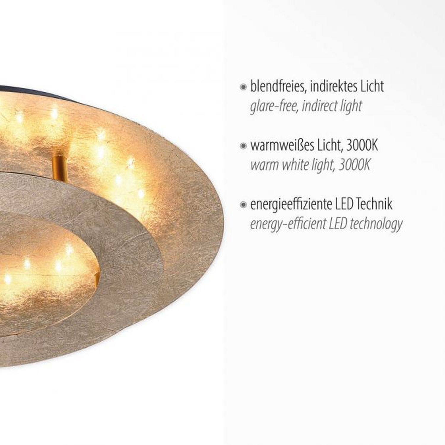 LED Deckenleuchte in Blattgold Metall 2270 lm Ø40 cm Deckenleuchte, Lampe