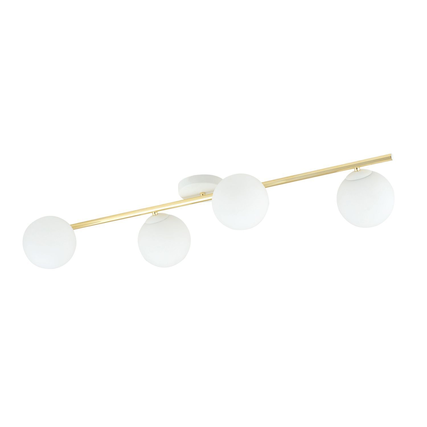 Deckenleuchte Glas Metall 100 cm lang Weiß Gold E14
