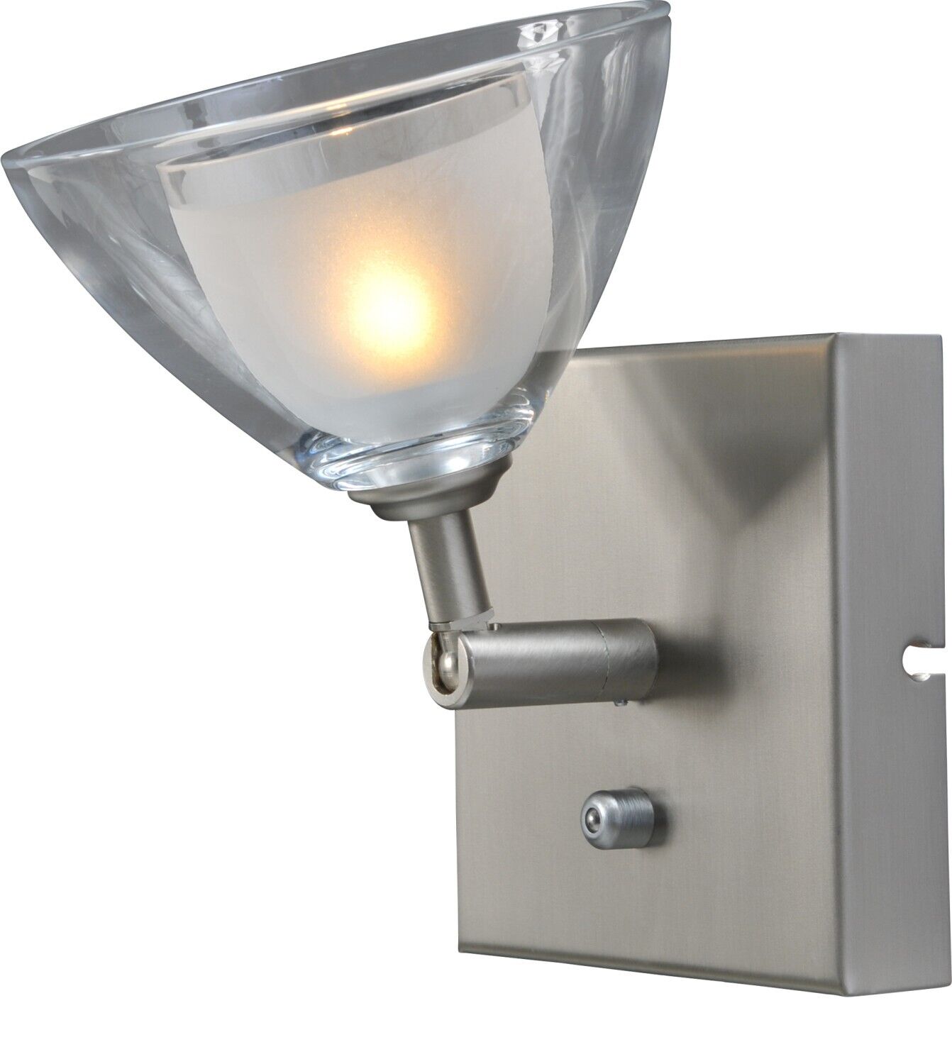 Moderne LED Sparlampe mit Glasschirm in Nickel matt