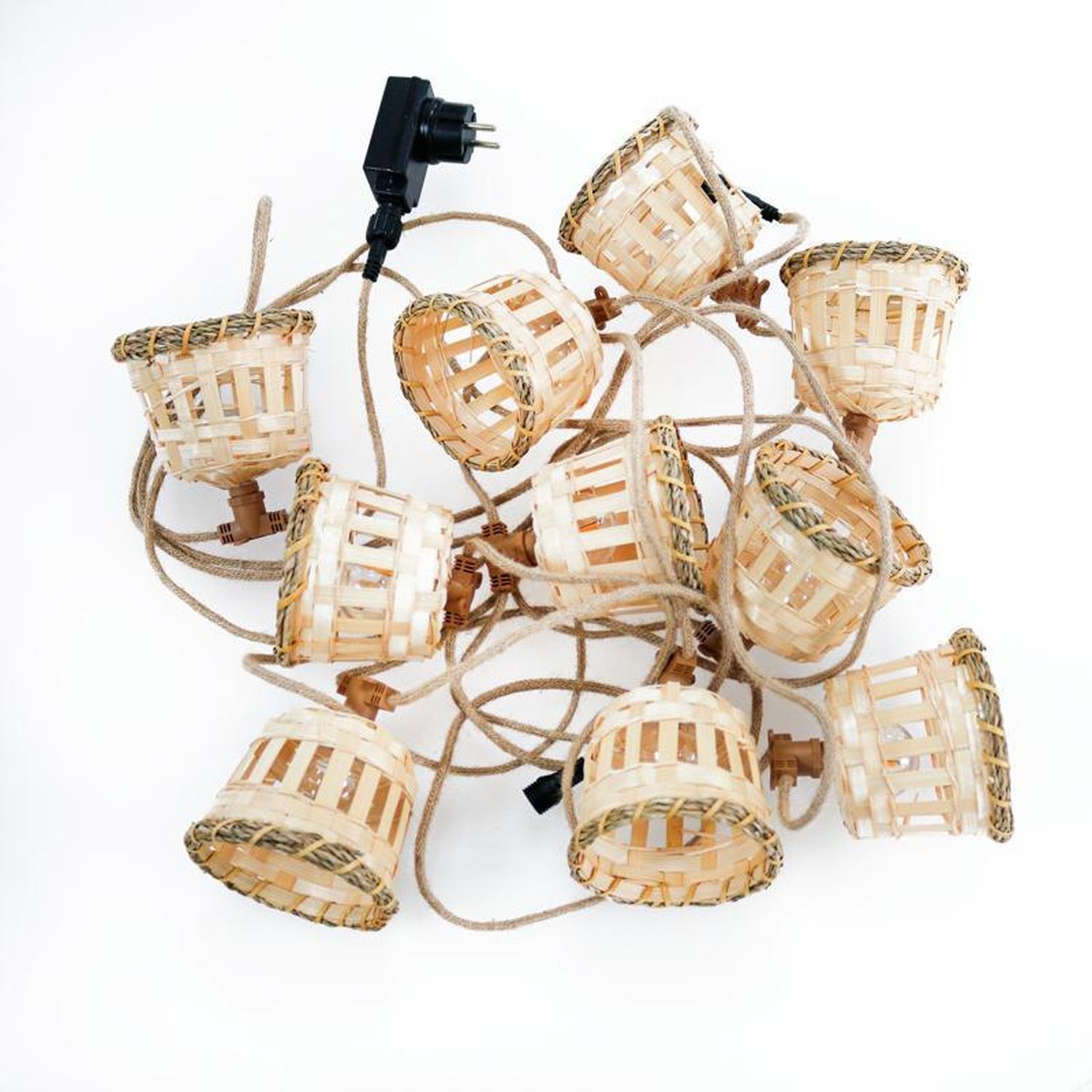 LED Lichterkette außen Bambus Lampenschirme 2700 K IP44 Kunst, Kunsthandwerk