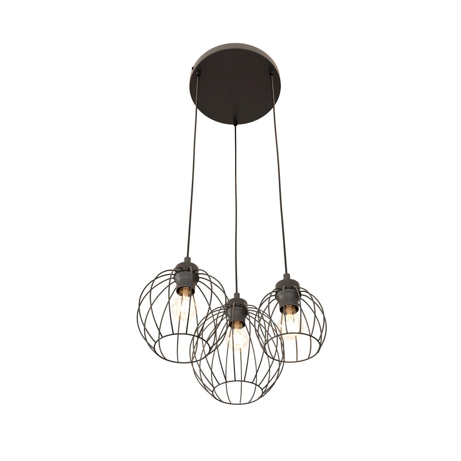 Metall Hängelampe E27 3-flammig B:30 cm rund Schwarz