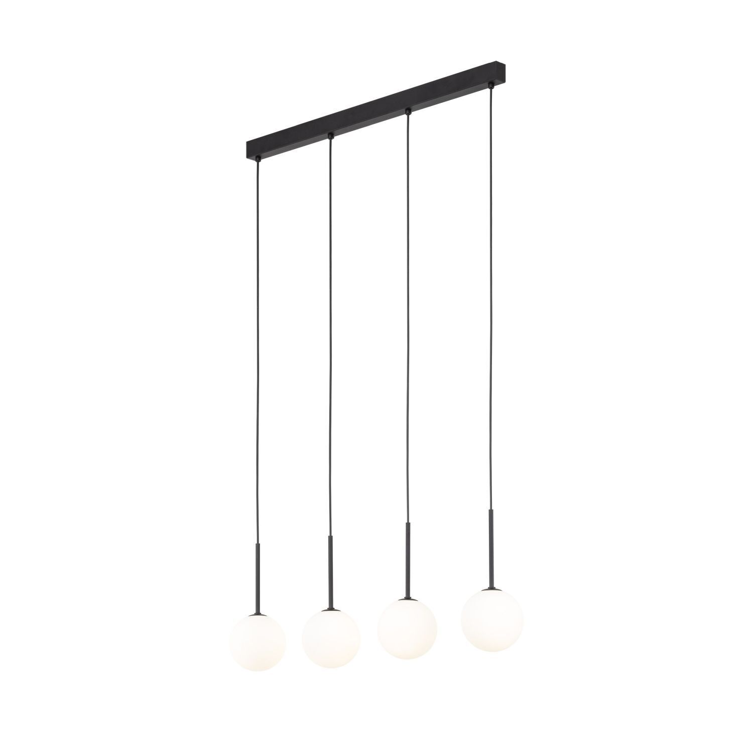 Hängeleuchte Metall Glas L: 78 cm Schwarz Weiß 4x G9