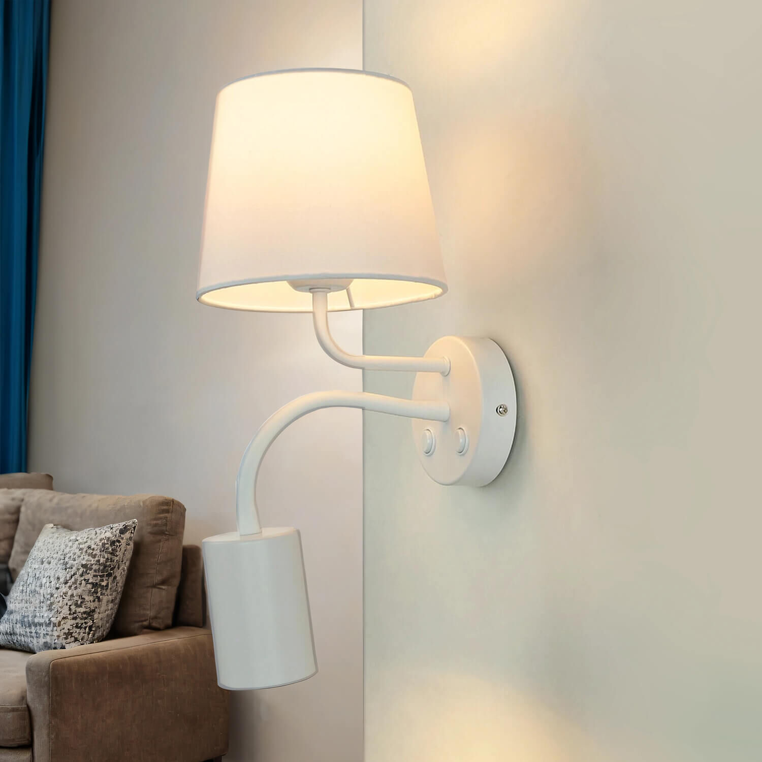 Wandlampe Weiß E27 mit Leselampe verstellbar GU10