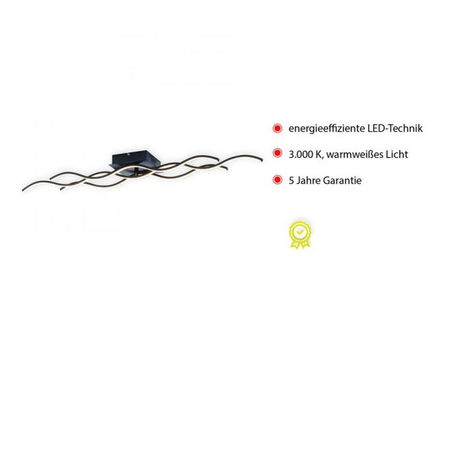 LED Deckenlampe Wellen Metall Schwarz 3920 lm Modern