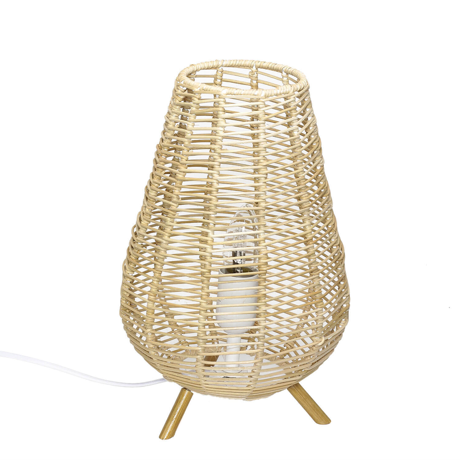 Boho Tischlampe Korb Geflecht 34,5cm dekorativ NATHYE