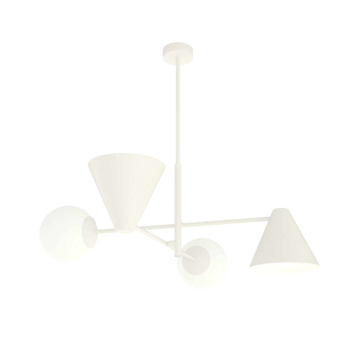 Deckenleuchte Weiß blendarm Metall Glas E14 4-flammig Lampe, Gerät, Deckenventilator, Elektrisches Gerät